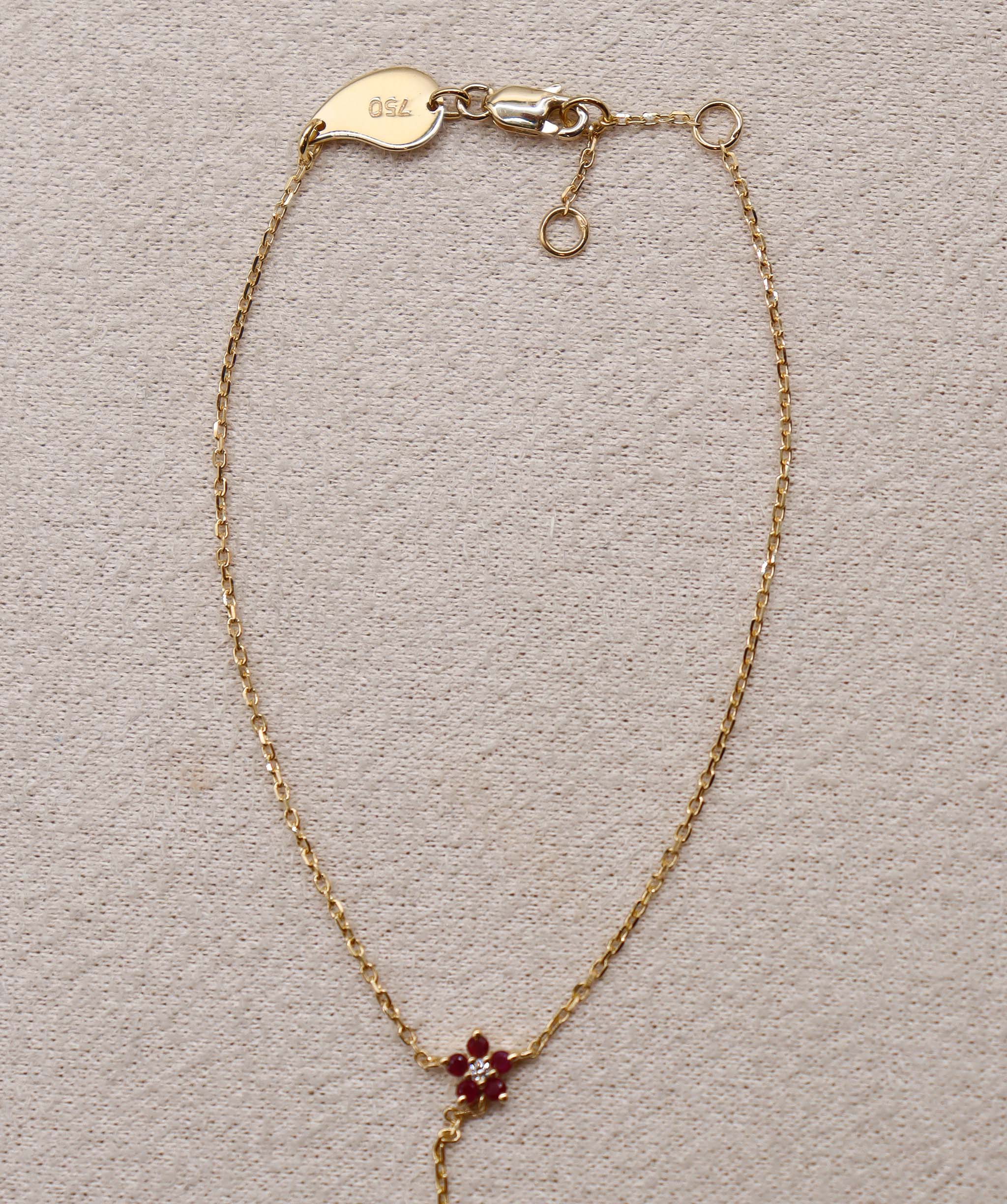 Luxury Promise Ruby Flower Hand Chain ASC6887
