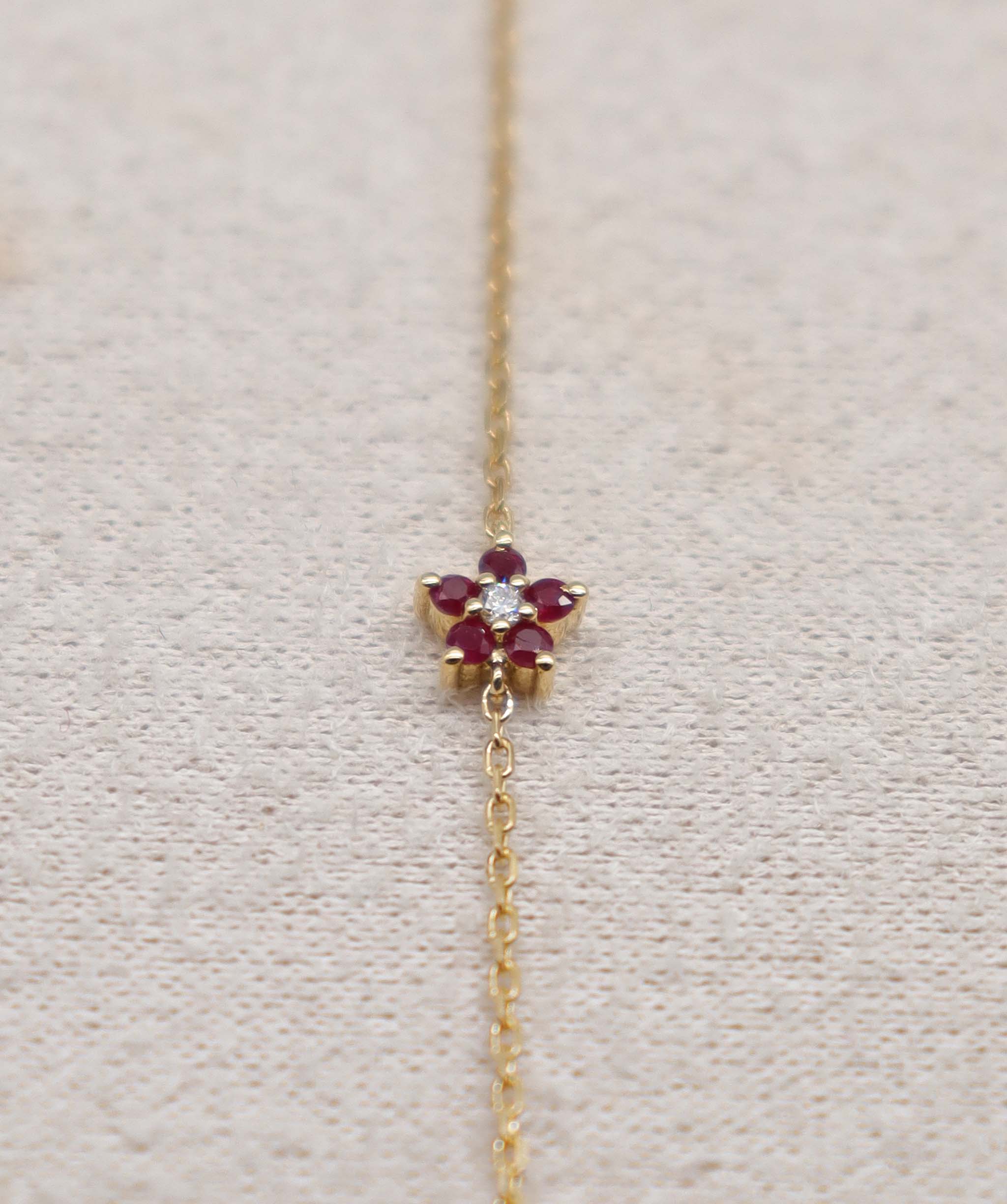 Luxury Promise Ruby Flower Hand Chain ASC6887