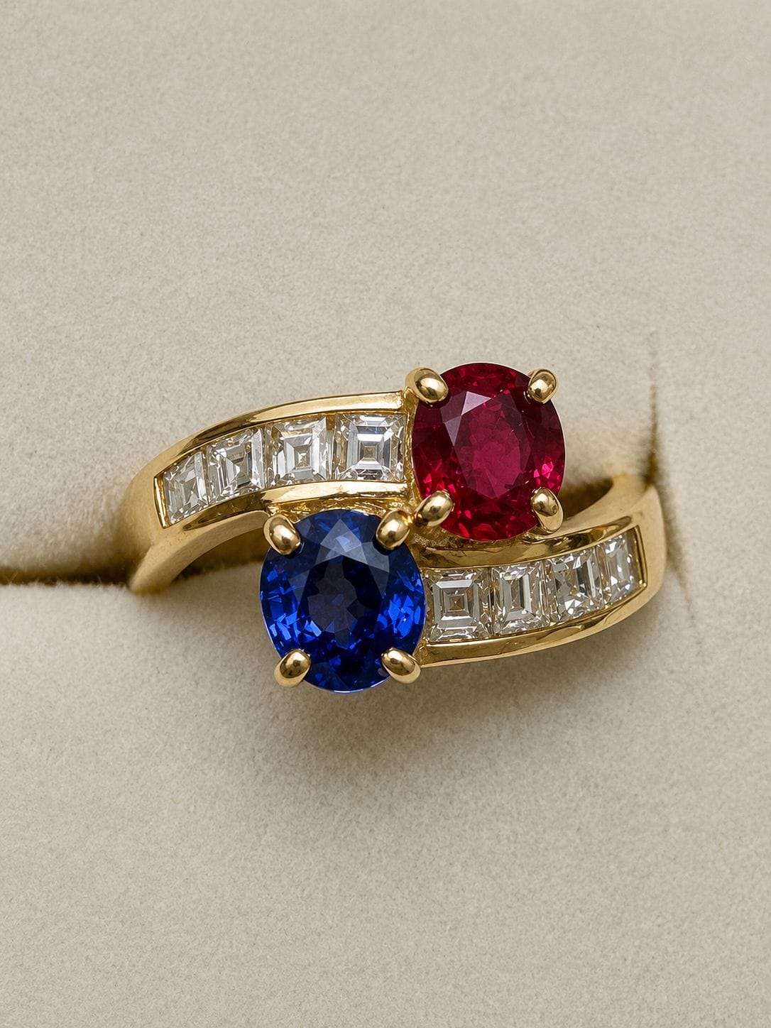 Luxury Promise Ruby & Sapphire Diamond Ring in 18K / R0.82ct / S0.65ct / D0.66ct 7669 JJC0764