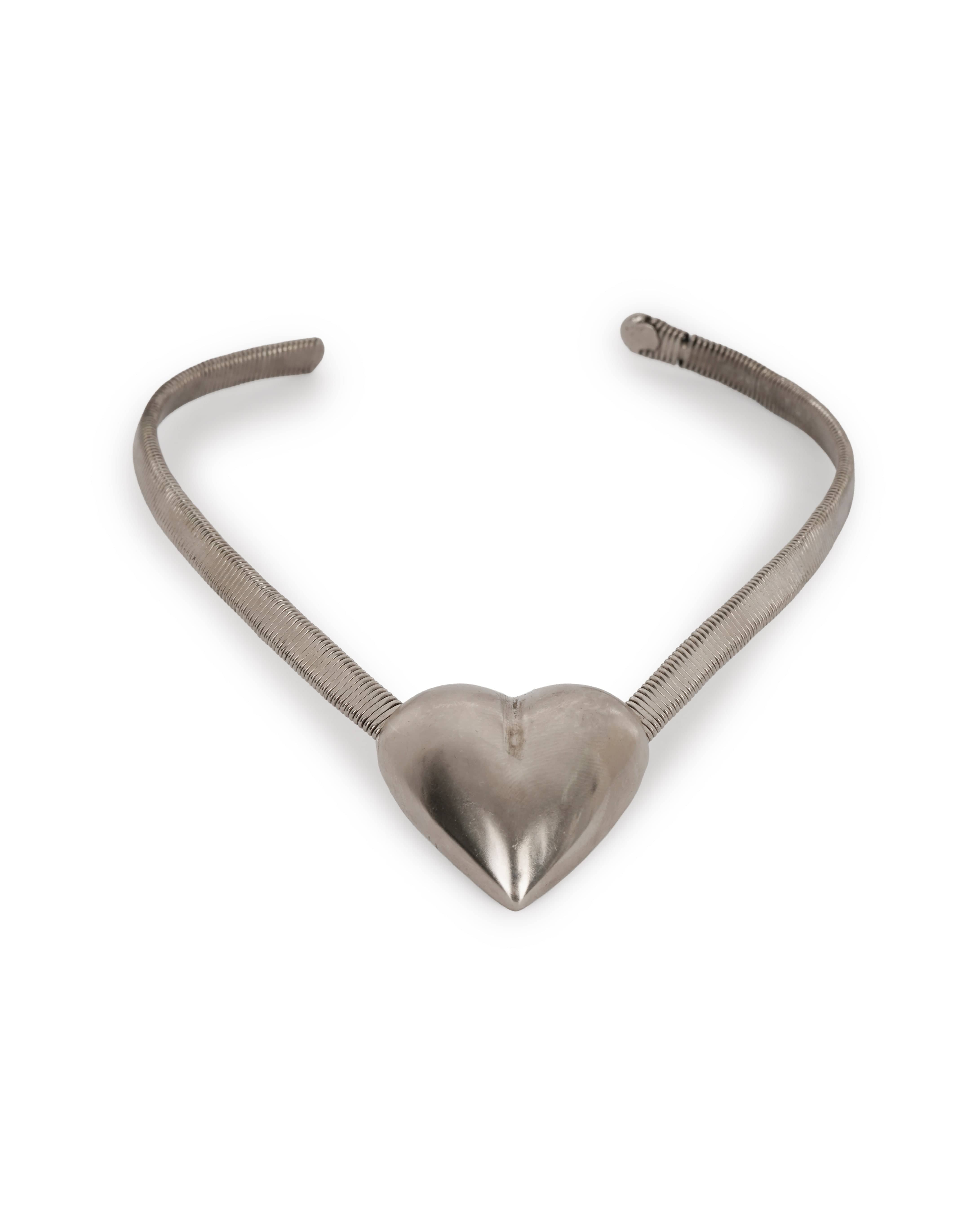 Luxury Promise silver heart 1970'sm collar necklace ALTC0533