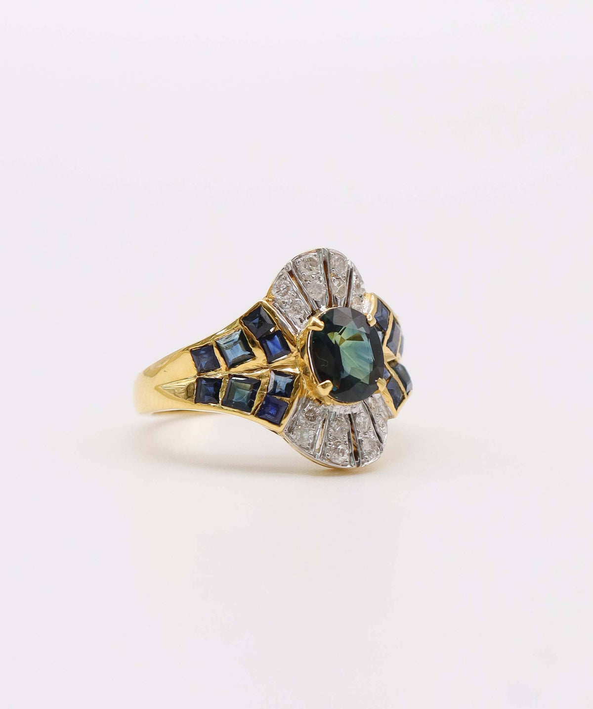 Luxury Promise Spinel and Diamond Ring with black enamel in 14k AVNC006