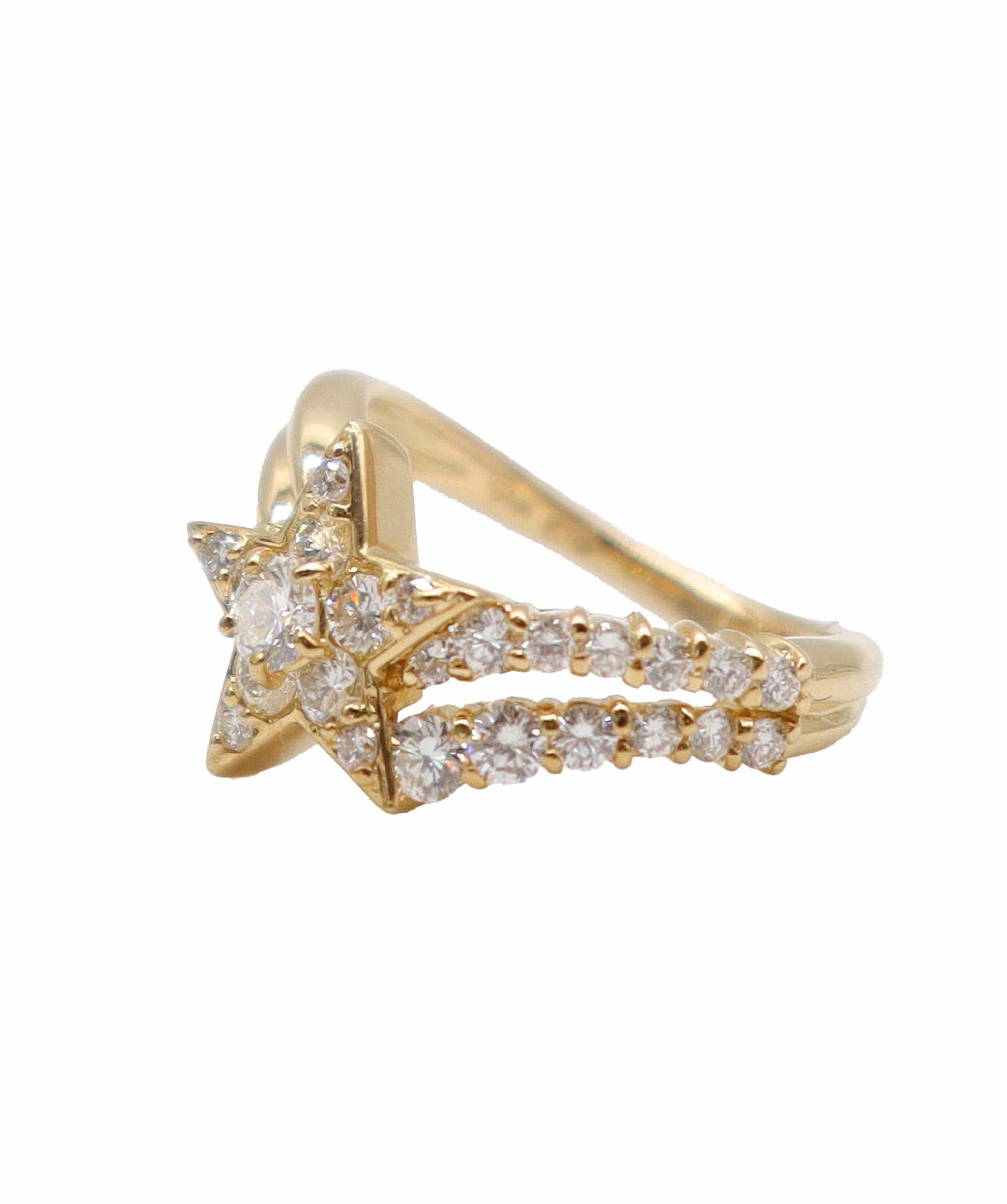 Luxury Promise Star Jewelry Size 7 Ring Diamond 0.67ct K18 YG Yellow Gold 750 Ring Star Diamond Ring Star Jewelry DXBS4030