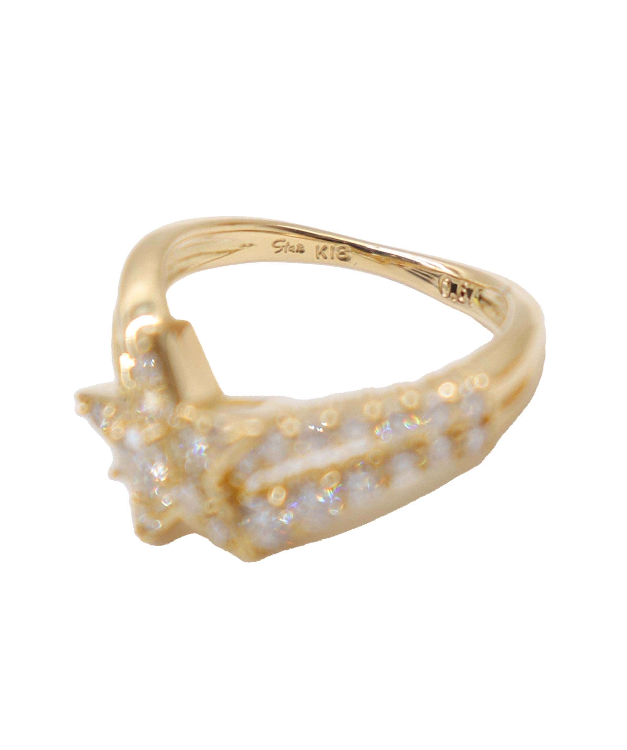 Luxury Promise Star Jewelry Size 7 Ring Diamond 0.67ct K18 YG Yellow Gold 750 Ring Star Diamond Ring Star Jewelry DXBS4030