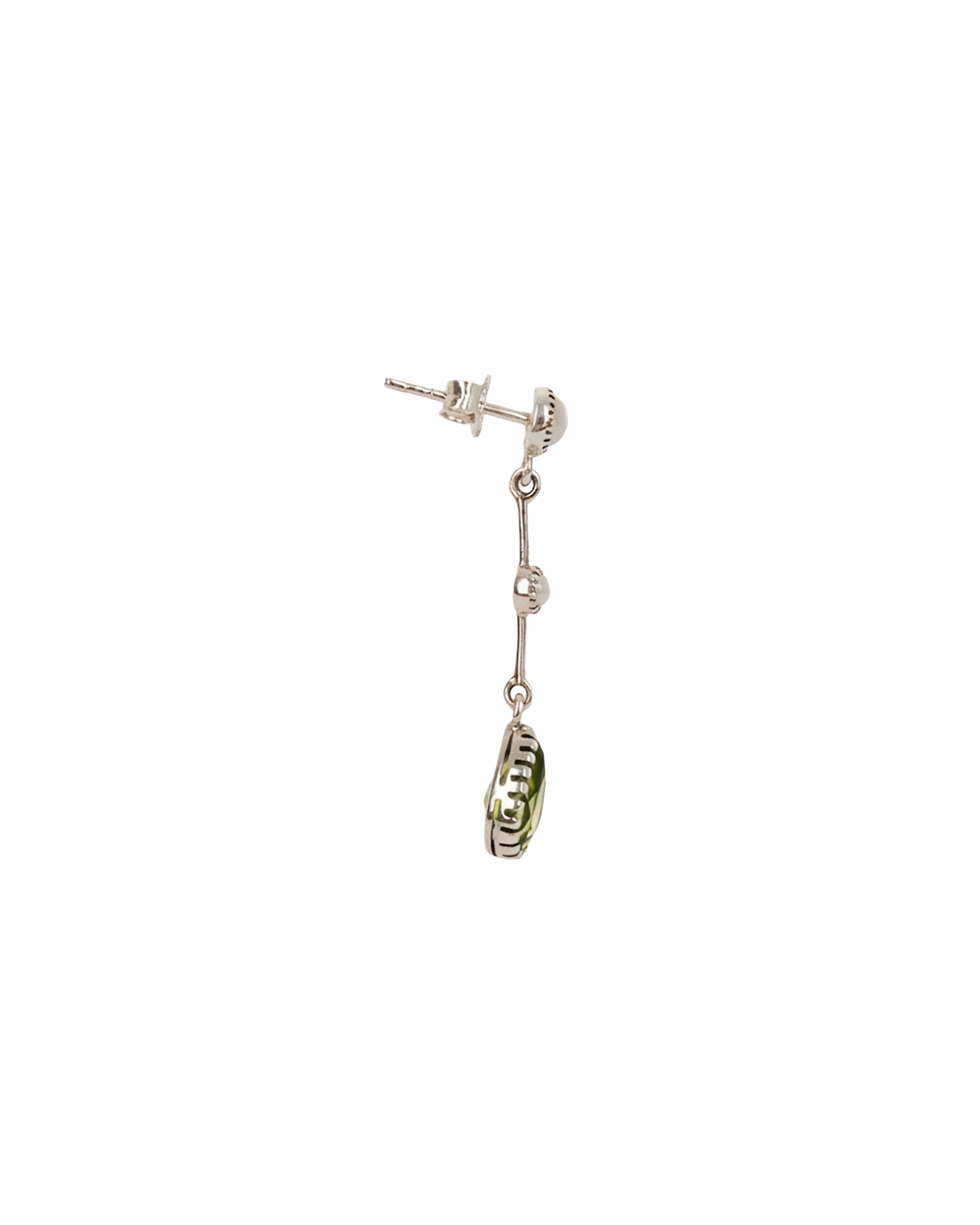 Luxury Promise sterling silver peridot seed pearl earrings ALTC0511
