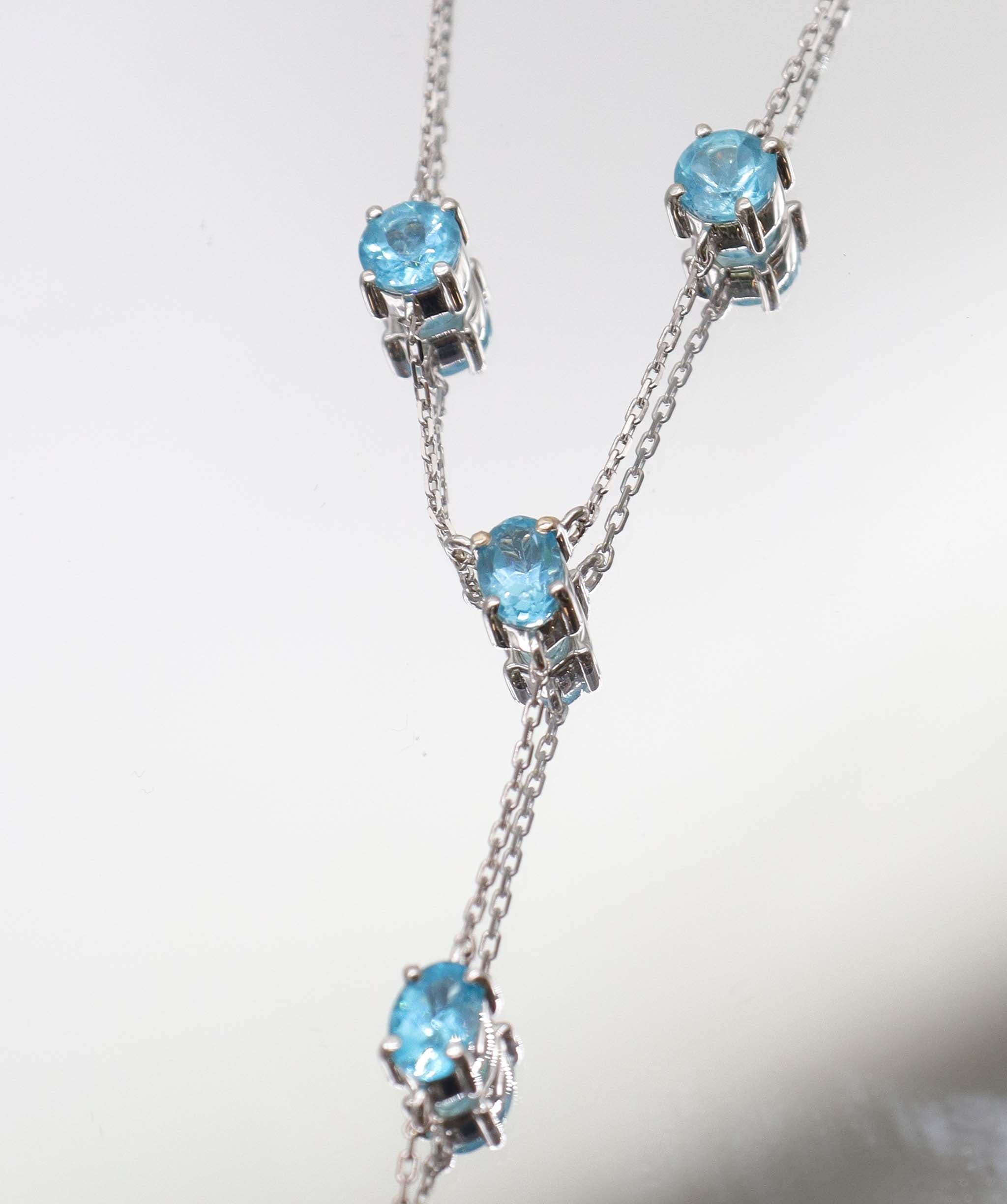 Luxury Promise The effortless slim line 3.28carat Apatite Lariat WG Necklace DXBS5640