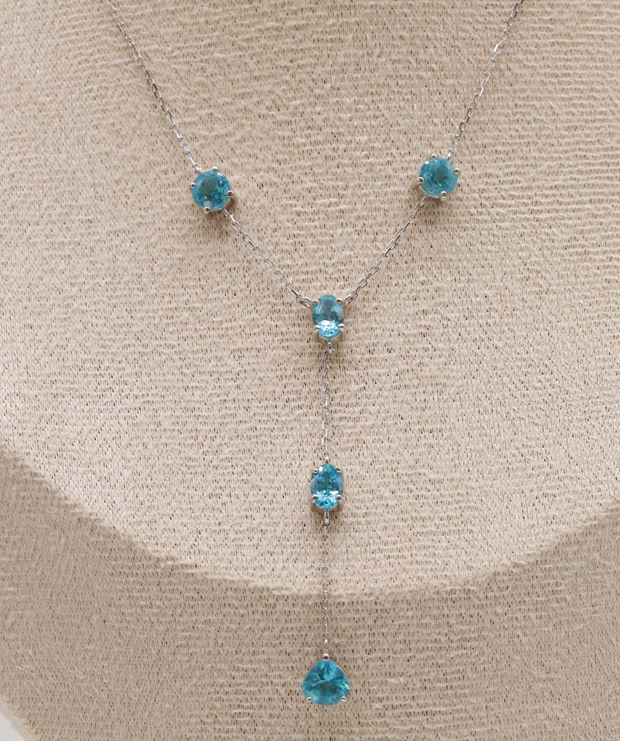 Luxury Promise The effortless slim line 3.28carat Apatite Lariat WG Necklace DXBS5640