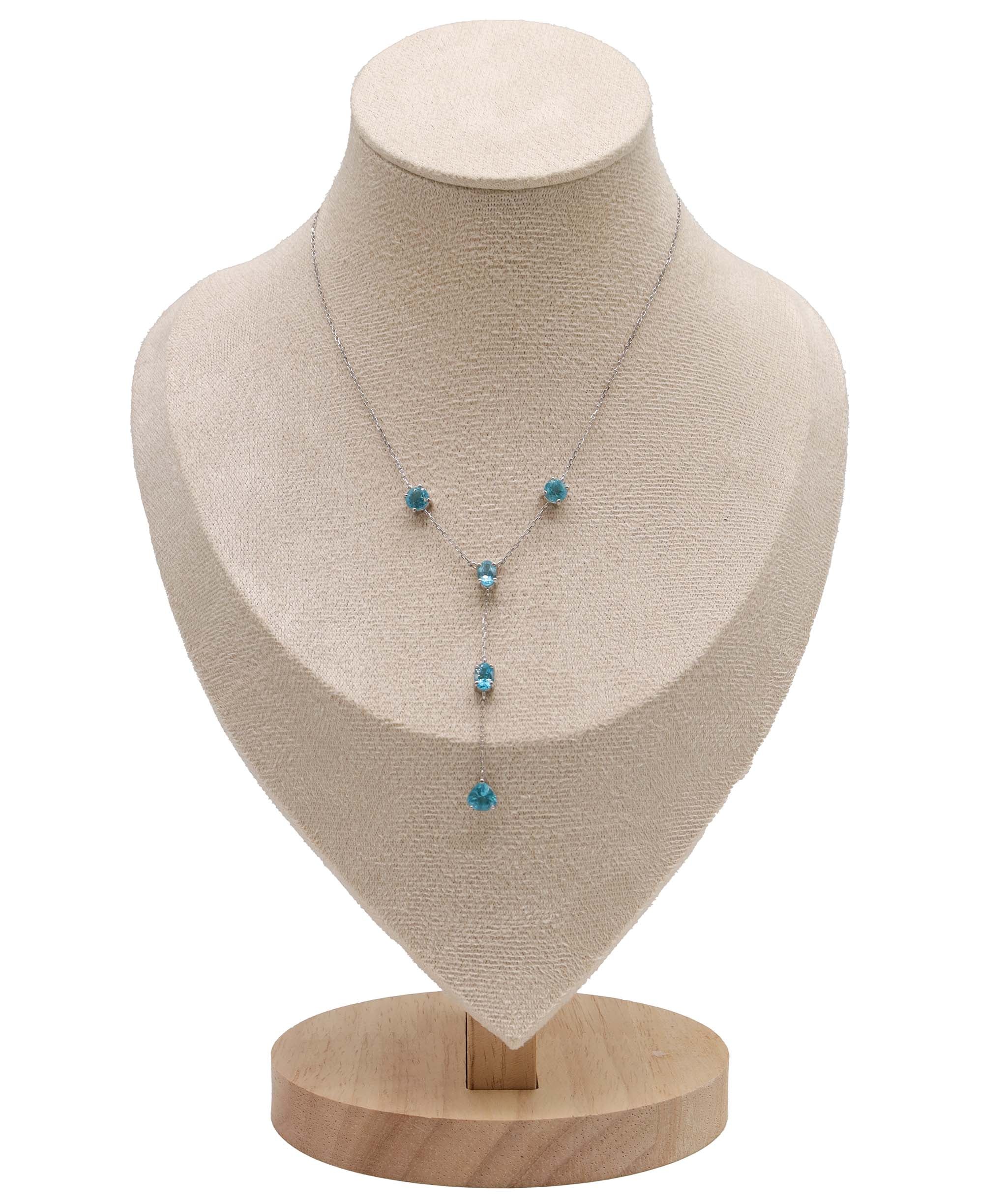 Luxury Promise The effortless slim line 3.28carat Apatite Lariat WG Necklace DXBS5640