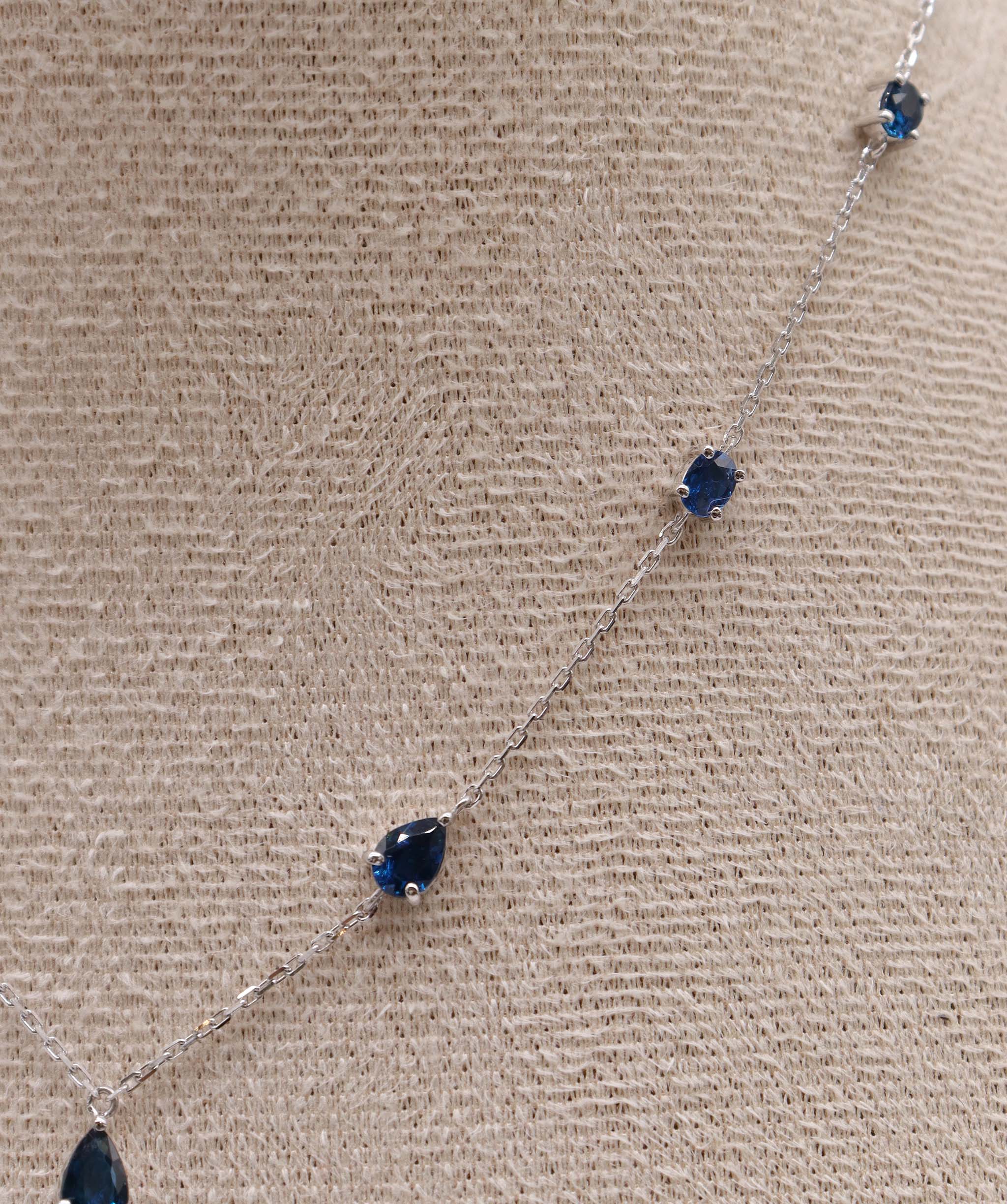 Luxury Promise The electric muse 2.03ct cobalt blue spinel Oval/Pear Lariat WG Necklace DXBS5629