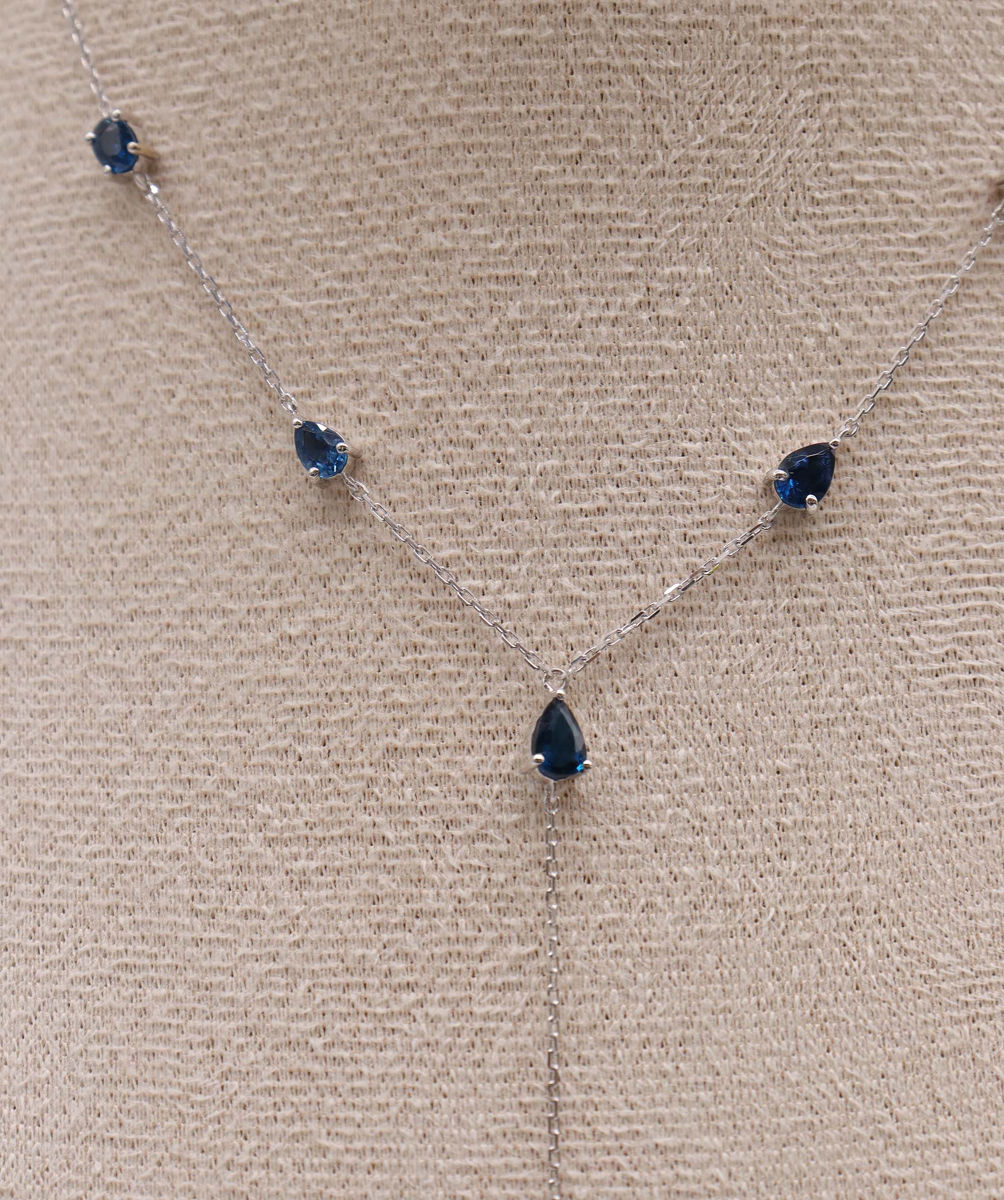 Luxury Promise The electric muse 2.03ct cobalt blue spinel Oval/Pear Lariat WG Necklace DXBS5629