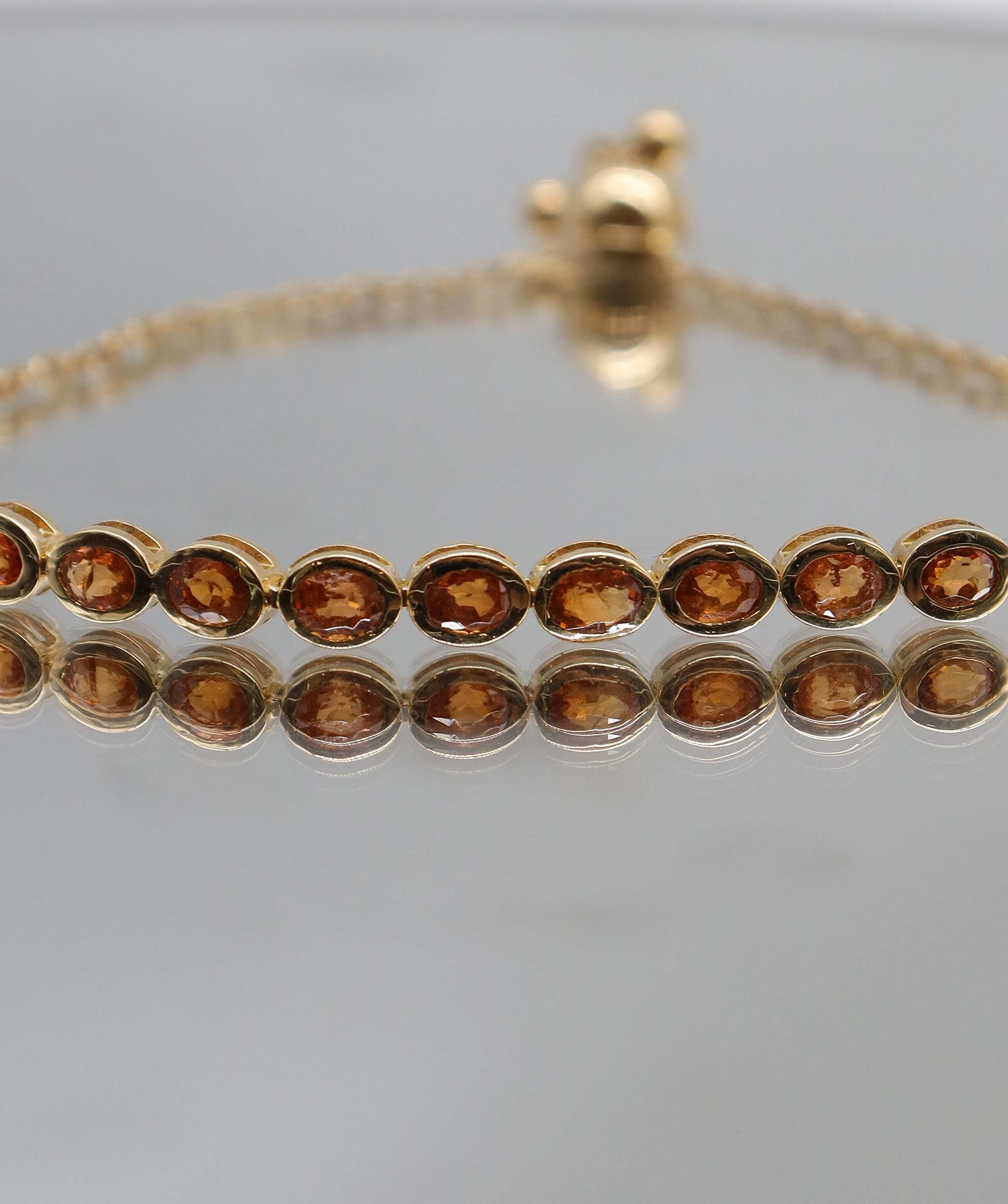 Luxury Promise The mandarin flame 2.35ct Spessartite Melee Tennis YG style bracelet DXBS5617
