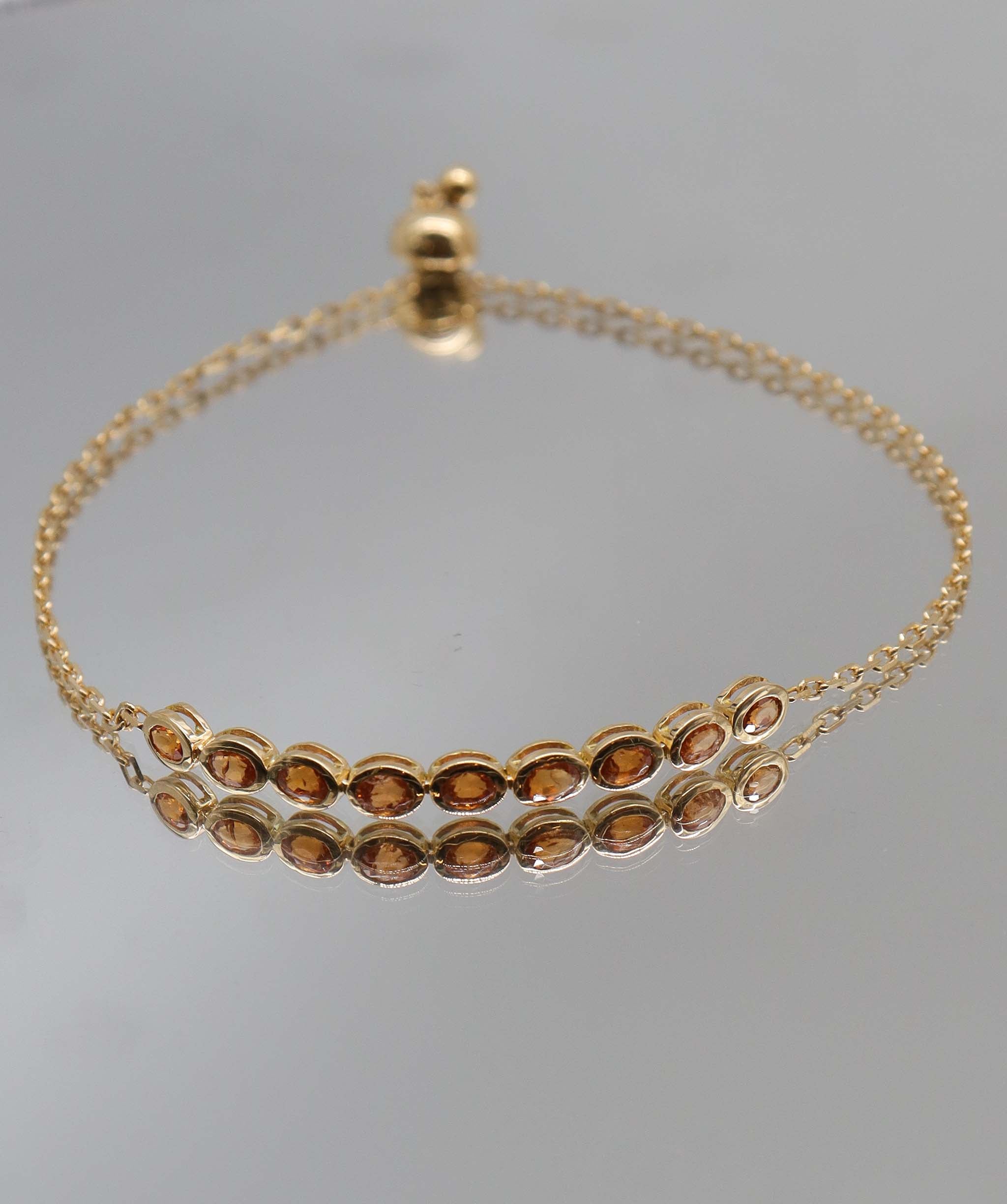 Luxury Promise The mandarin flame 2.35ct Spessartite Melee Tennis YG style bracelet DXBS5617