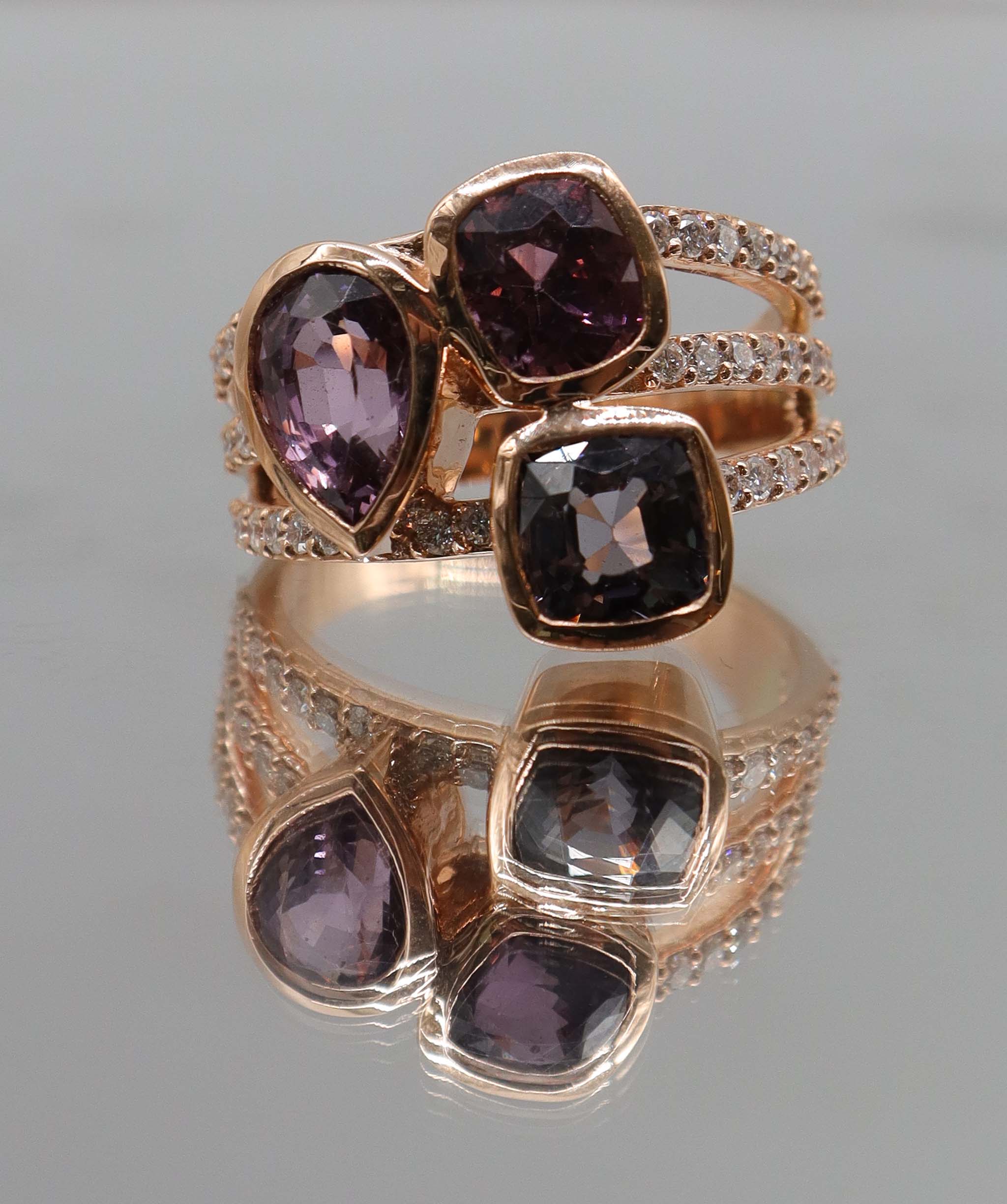 Luxury Promise The royal 4.28 Spinel Triple Stack Ring, Rose Gold Size US 8 DXBS5616