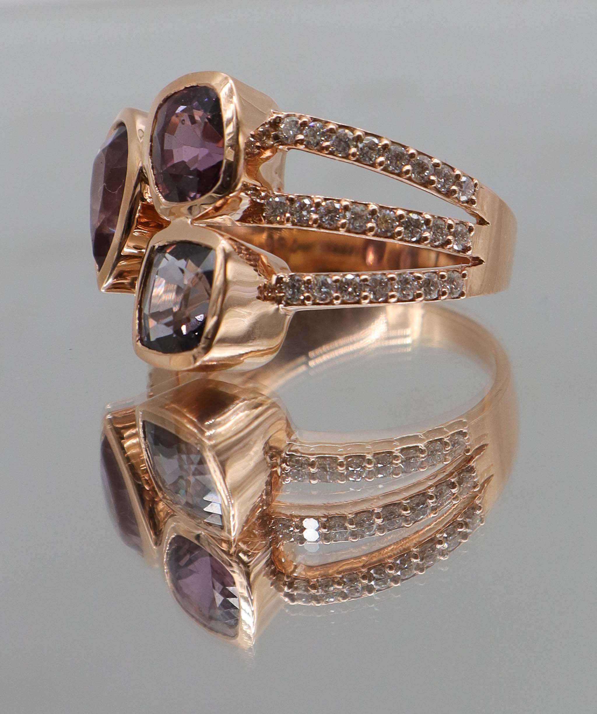 Luxury Promise The royal 4.28 Spinel Triple Stack Ring, Rose Gold Size US 8 DXBS5616