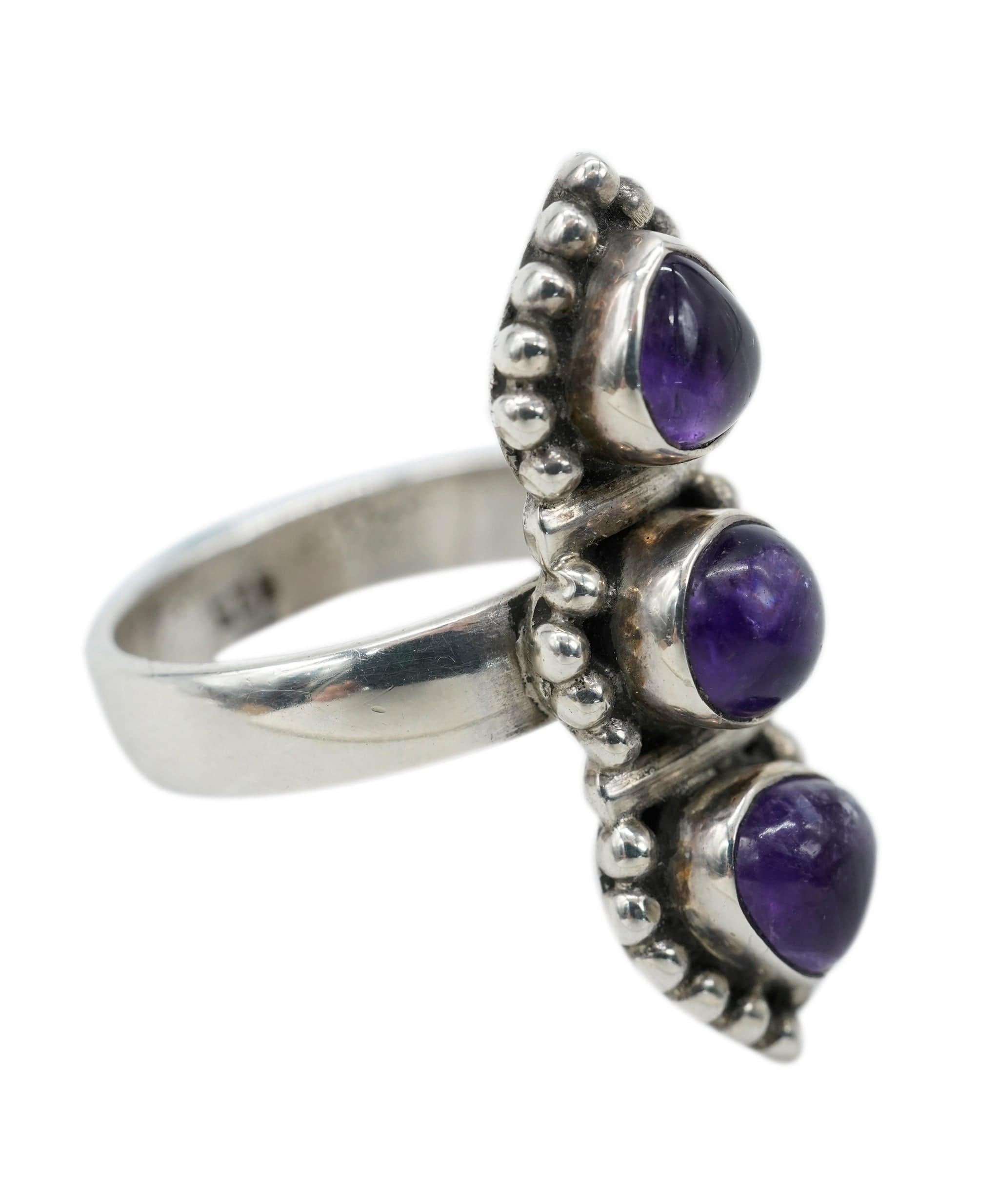 Luxury Promise Three stone amethyst ring
