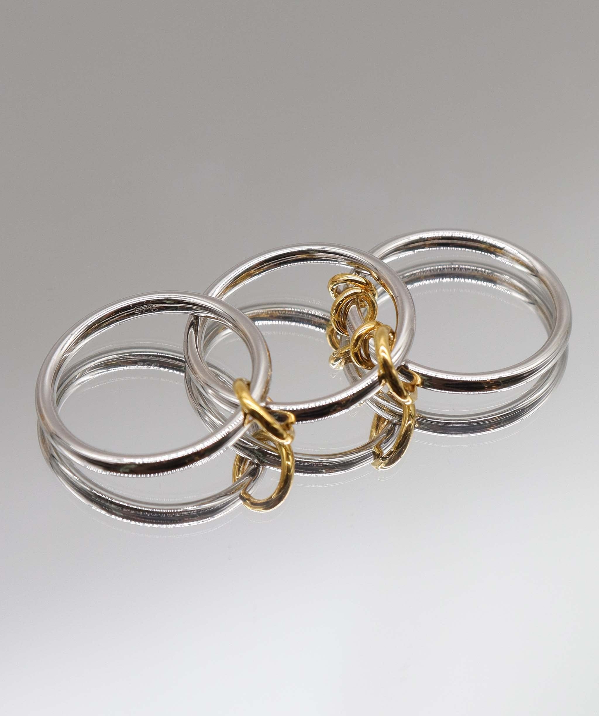 Luxury Promise Triple Sabrina Stack Multi-way Ring Silver & Gold US 6 DXBS5627