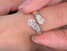 Luxury Promise Two-tone Heart Diamond Bypass Ring in Pt900/18K / D 0.4ct/0.551ct / d 0.358ct 0058 JJC0799