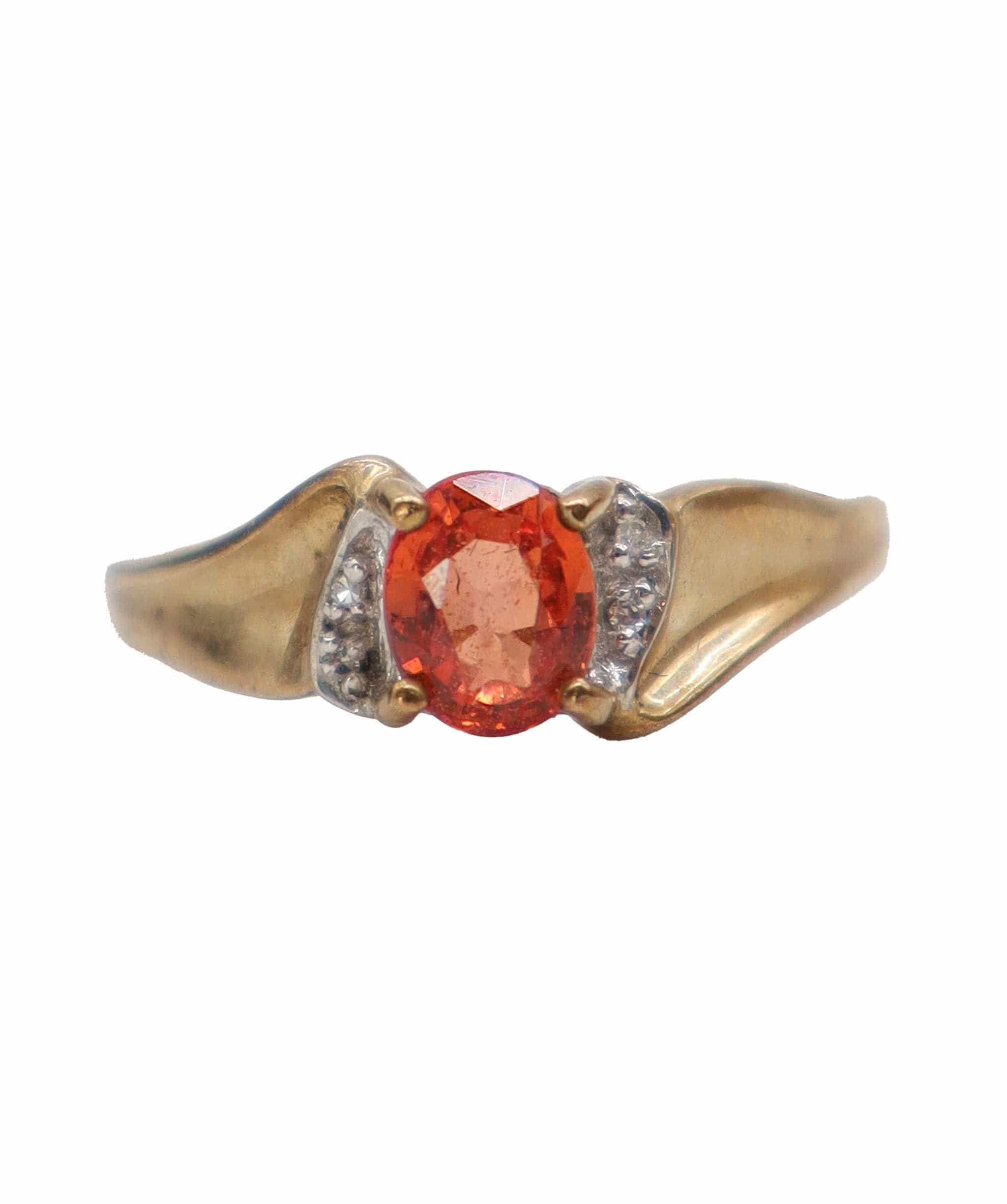 Luxury Promise Vintage 18K Gold Ring Orange Oval Stone DXBS3915