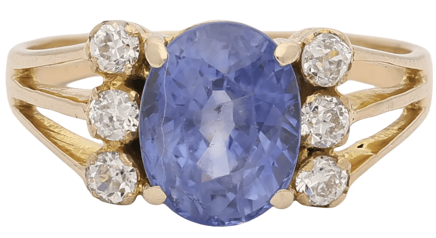 LUXURY PROMISE vintage blue sapphire and diamond ring AKC0716