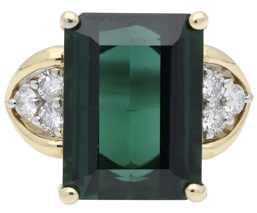 LUXURY PROMISE Vintage Green tourmaline and diamond ring AKC0723