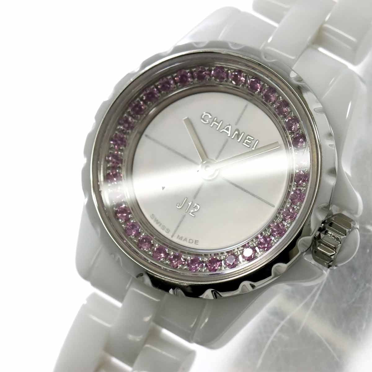 LUXURY PROMISE CHANEL J12 XS H5512 Pink sapphire Quartz Pink Shell Dial Ladies Watch 90318094