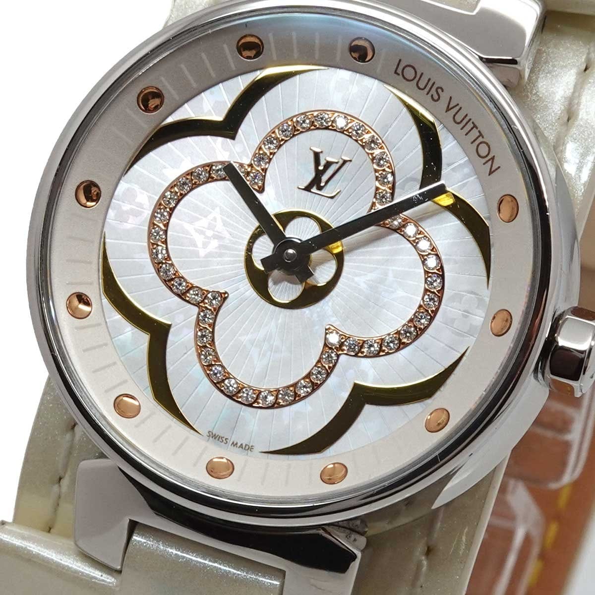 LUXURY PROMISE LOUIS VUITTON Tambour Moon Divine QA017 Quartz Diamond Ladies Watch 90325658