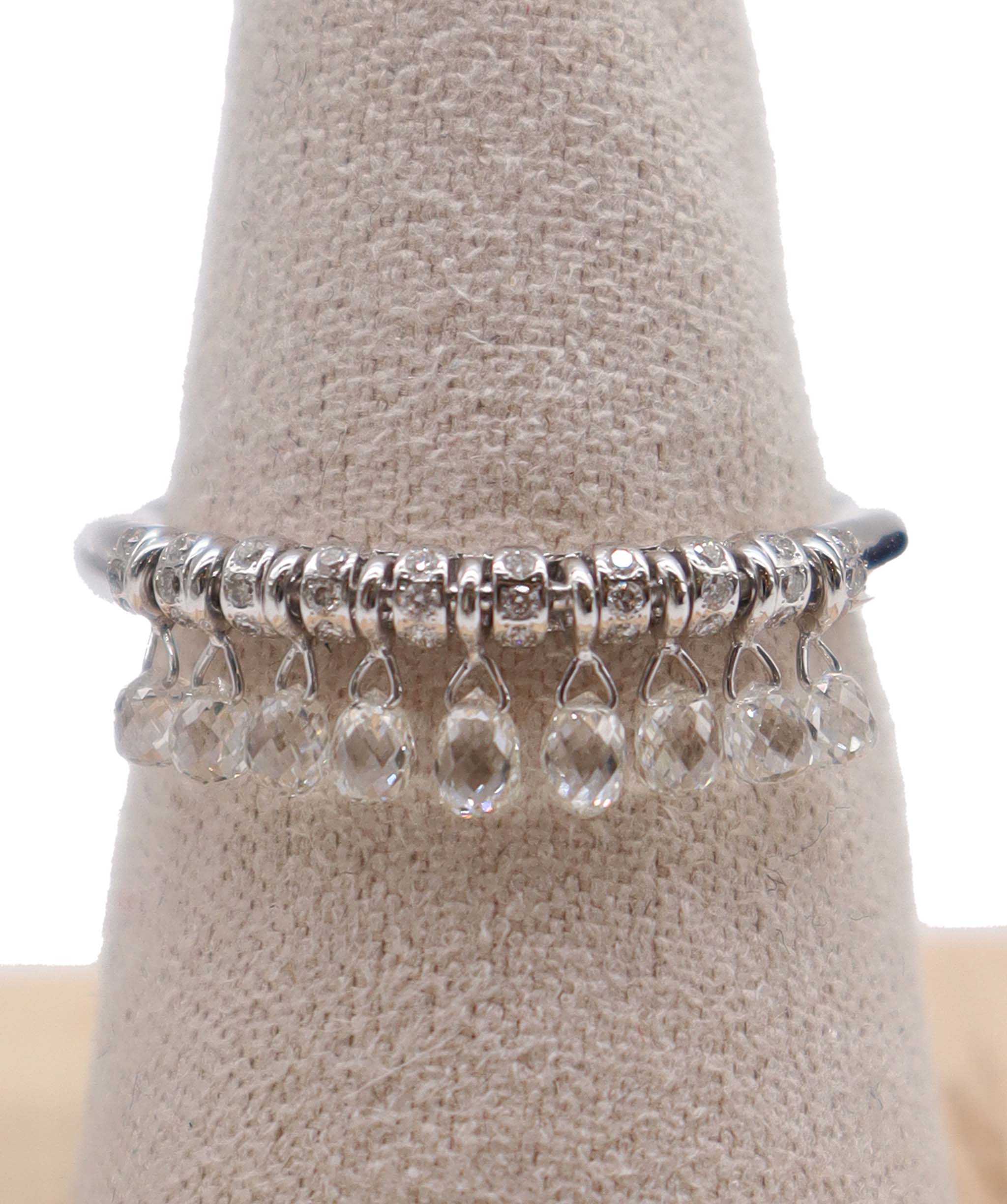 LUXURY PROMISE WHITE BRIOLETTE RING SIZE 54 TW:1.05CT GOLD:2.84G R4449