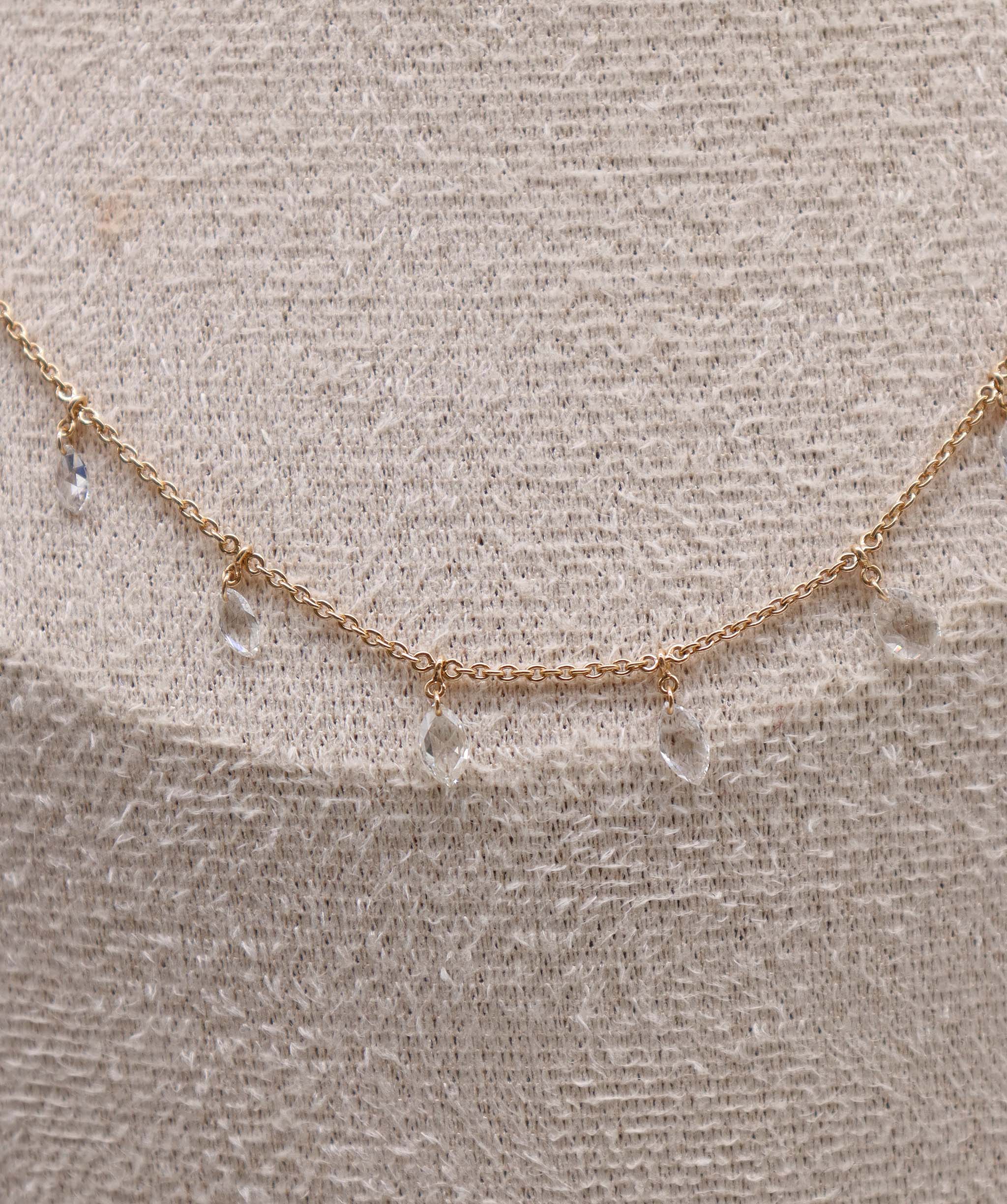 LUXURY PROMISE WHITE MARQUISE ROSECUT NECKLACE TW:1.46CT GOLD:2.67G C12351