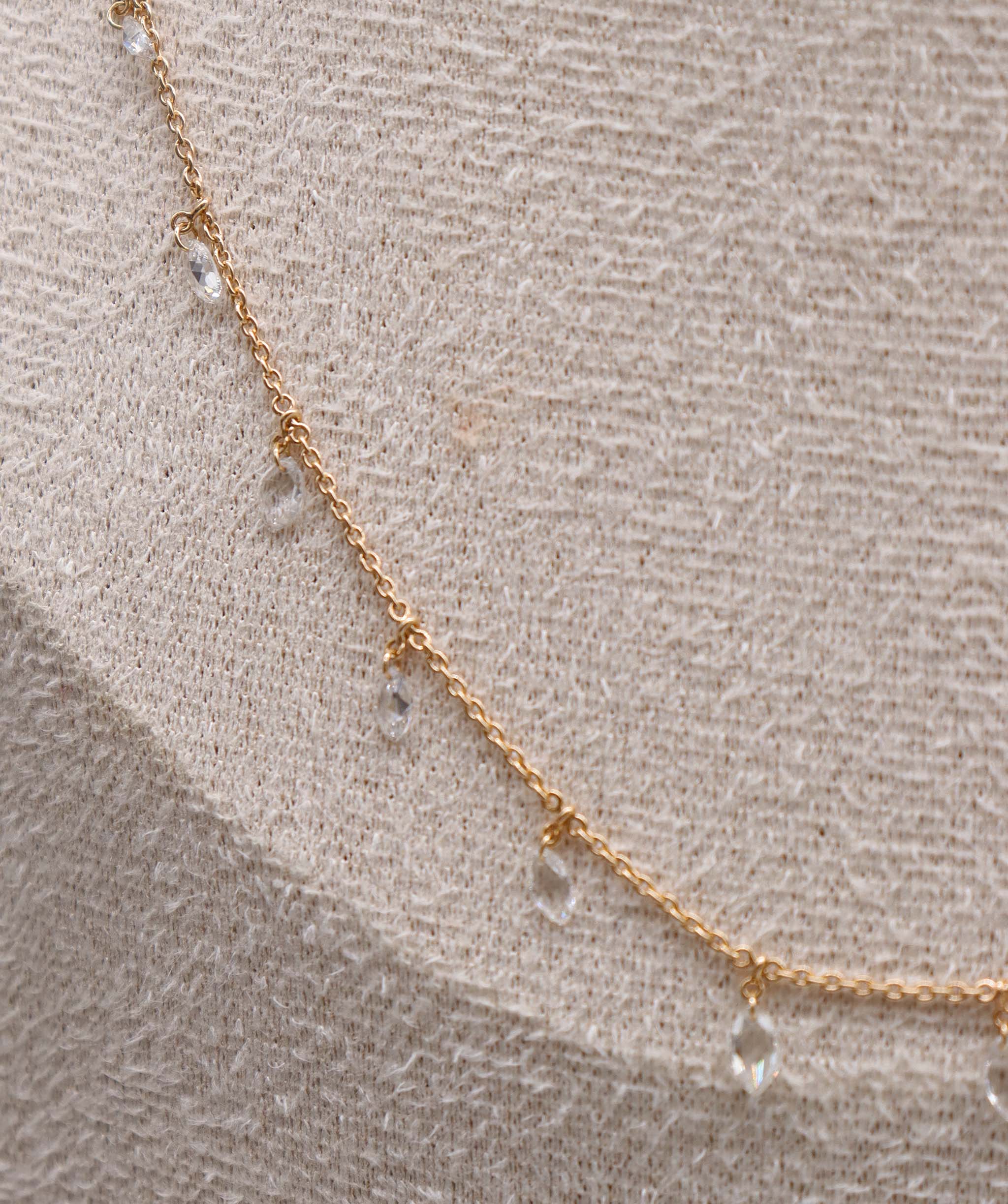 LUXURY PROMISE WHITE MARQUISE ROSECUT NECKLACE TW:1.46CT GOLD:2.67G C12351