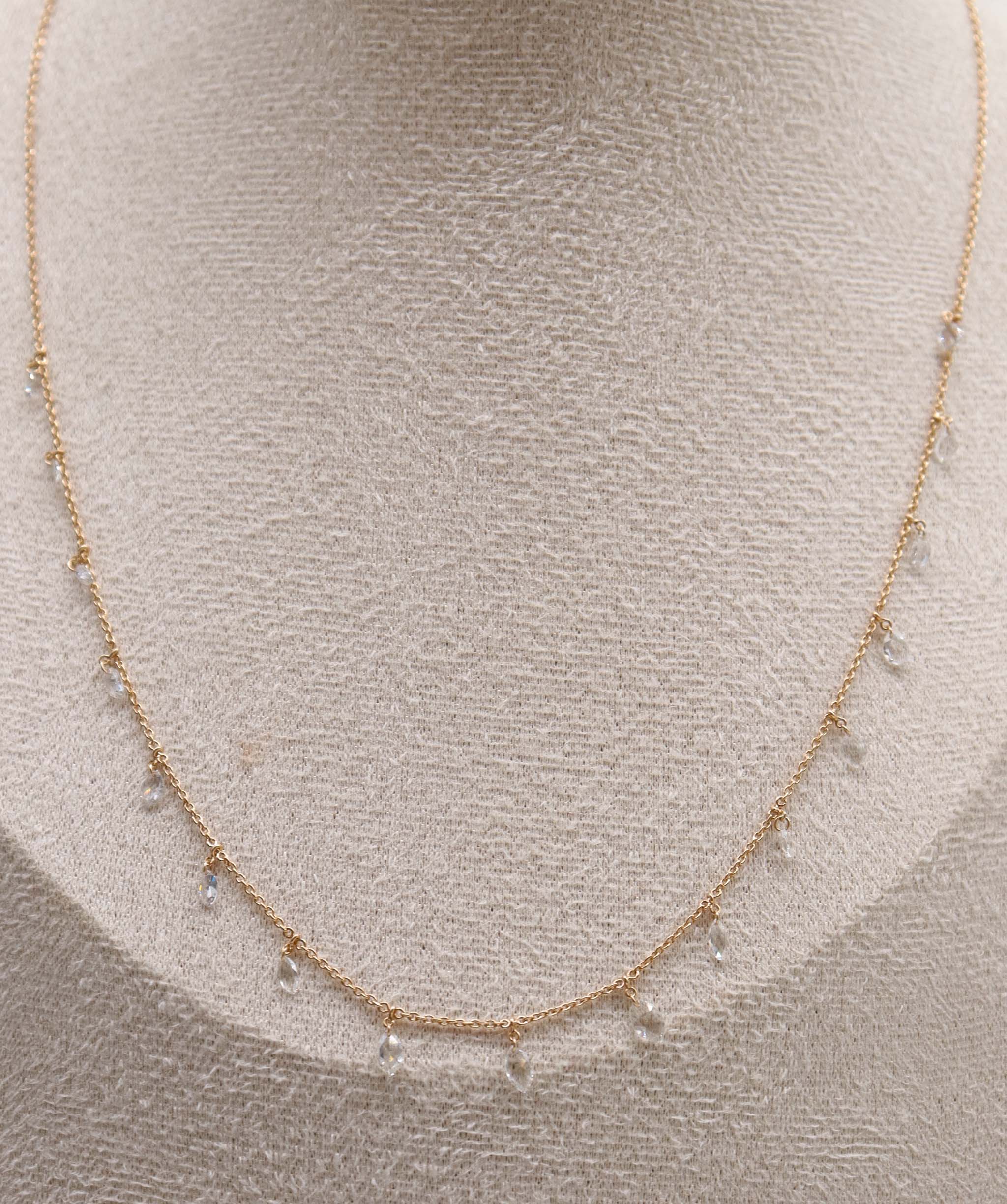 LUXURY PROMISE WHITE MARQUISE ROSECUT NECKLACE TW:1.46CT GOLD:2.67G C12351