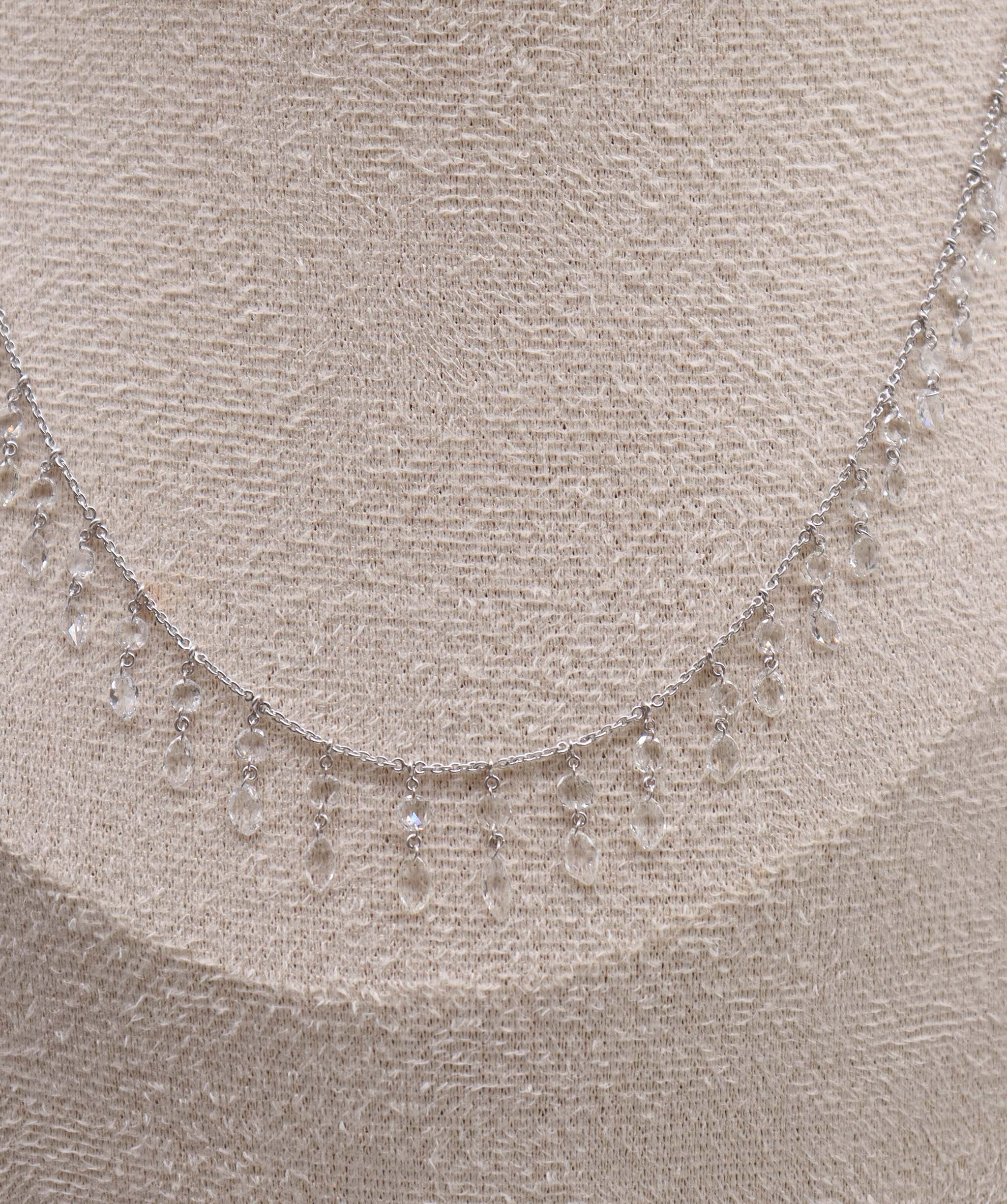 LUXURY PROMISE WHITE MARQUISE ROSECUT NECKLACETW:4.00CT GOLD:3.31G C9368