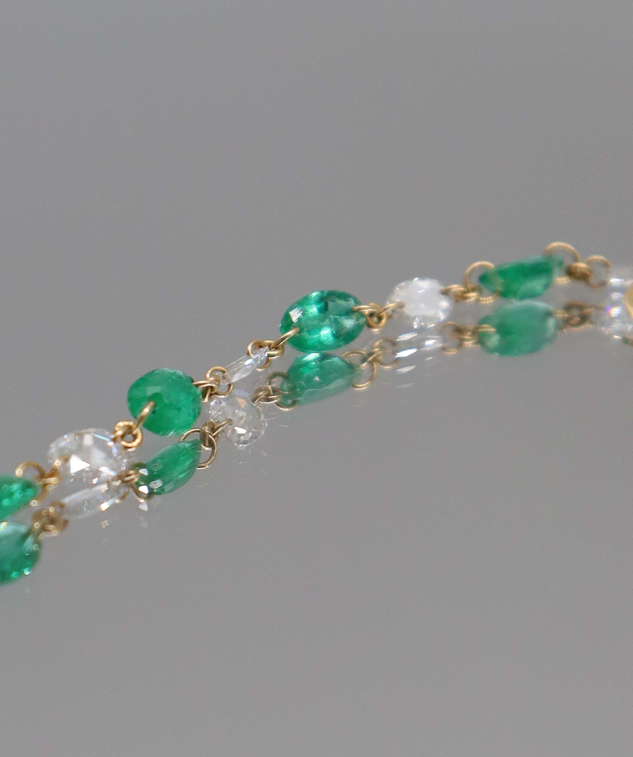 LUXURY PROMISE WHITE OVAL ROSECUTEMERALD OVAL FSS BRACELET TW:3.87CT GOLD:1.07G B2614