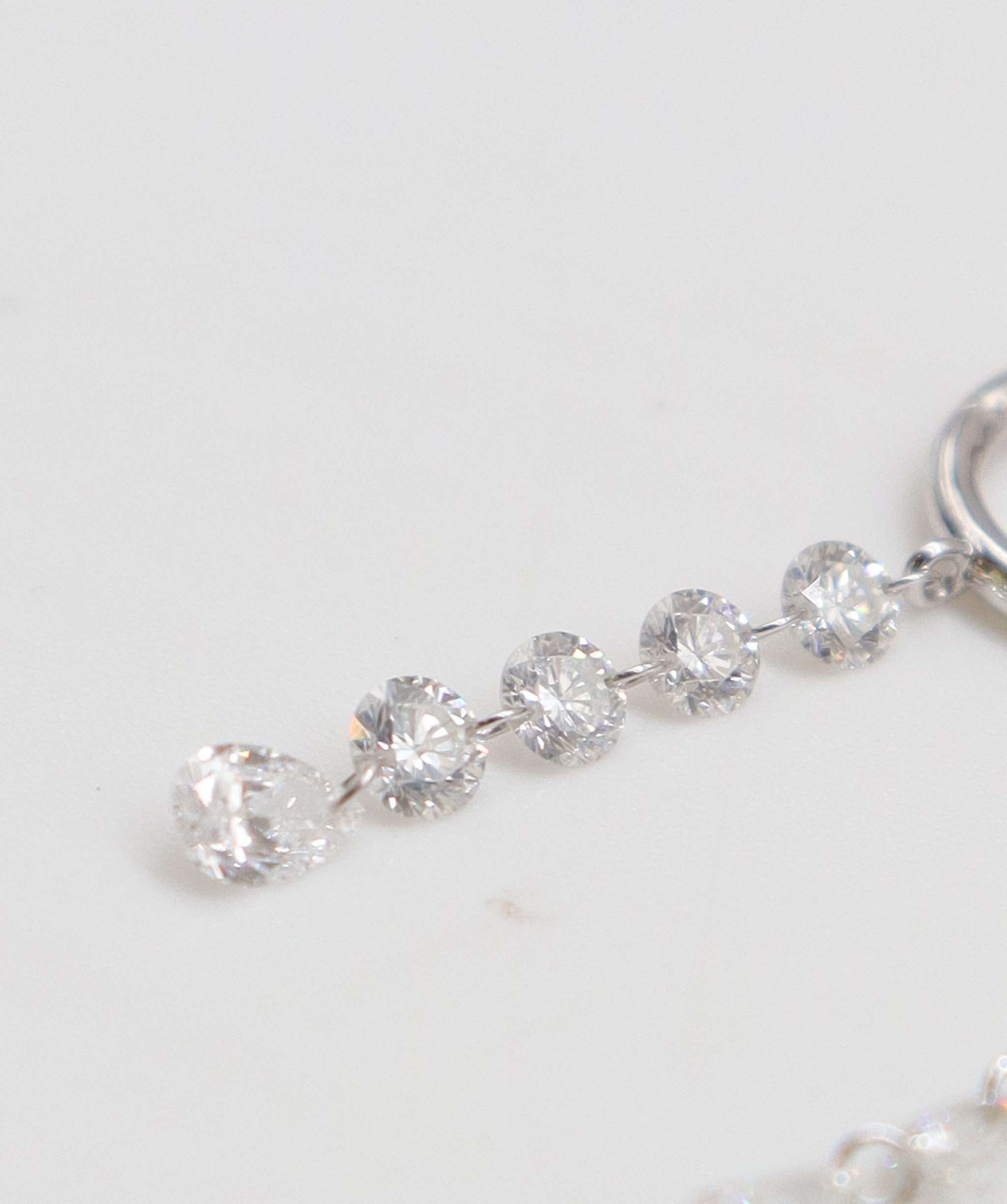 LUXURY PROMISE WHITE PEAR FULLCUT EARRINGS TW:1.08CT GOLD:1.08G E7901