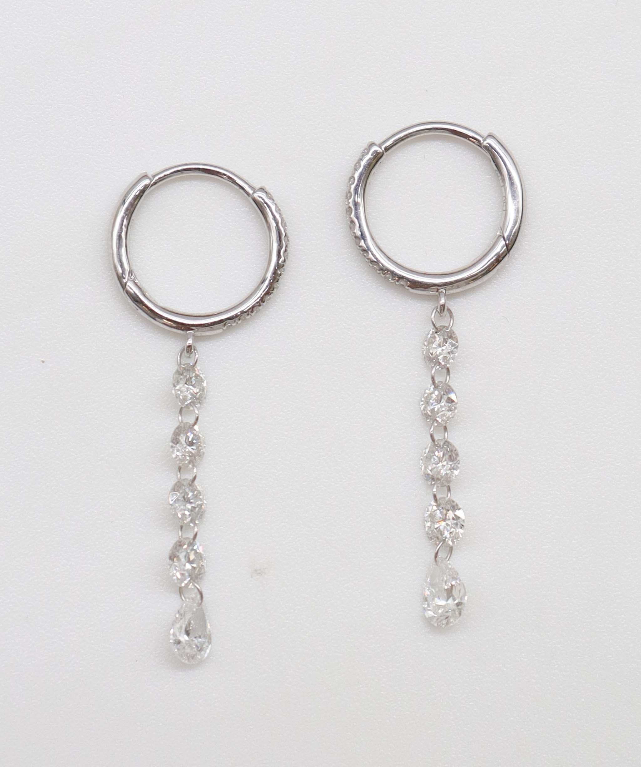 LUXURY PROMISE WHITE PEAR FULLCUT EARRINGS TW:1.08CT GOLD:1.08G E7901