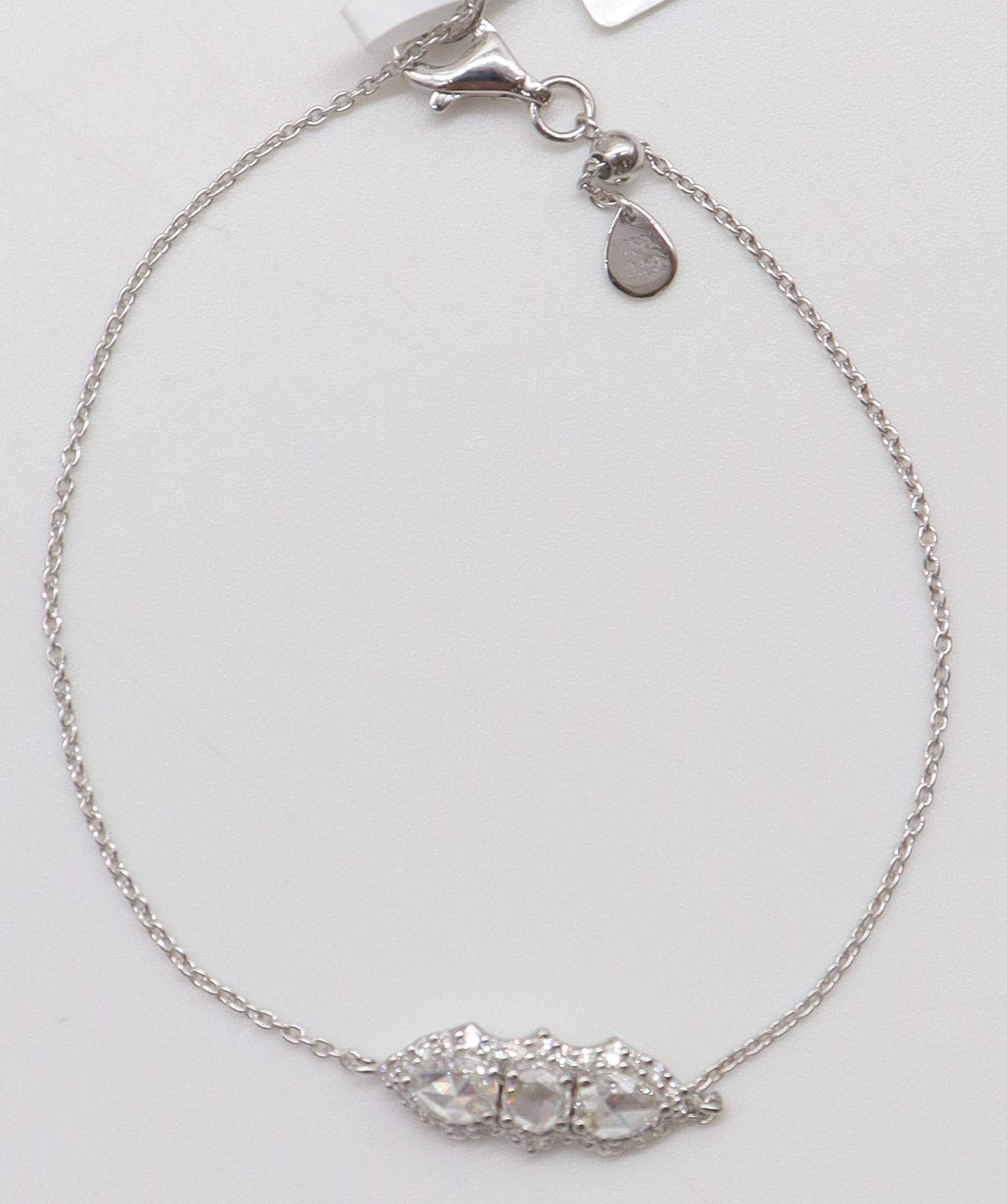 LUXURY PROMISE WHITE PEAR ROSECUT BRACELET TW:0.59CT GOLD:2.41G B3370