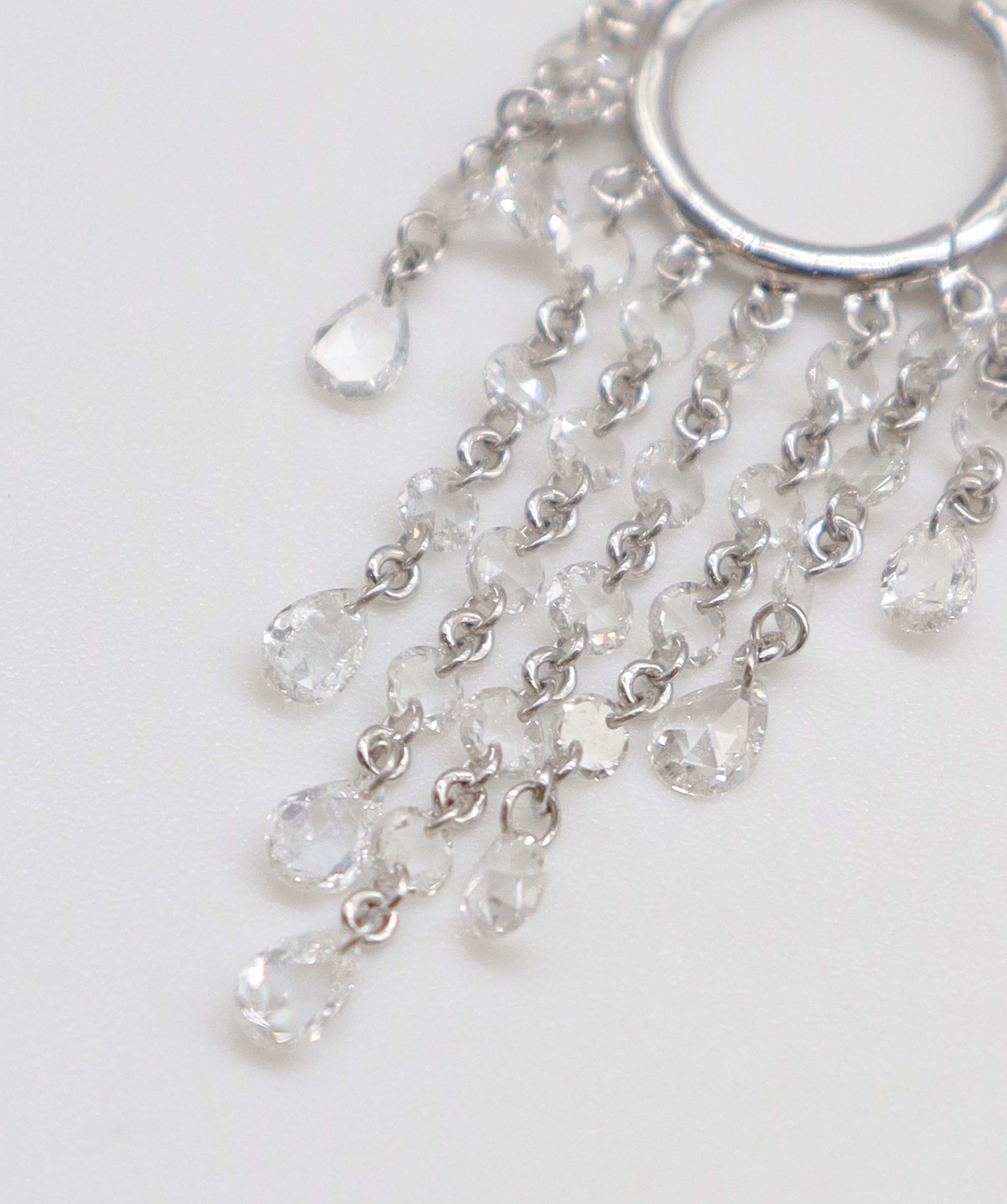 LUXURY PROMISE WHITE PEAR ROSECUT EARRINGS TW:2.73CT GOLD:2.25G E7869