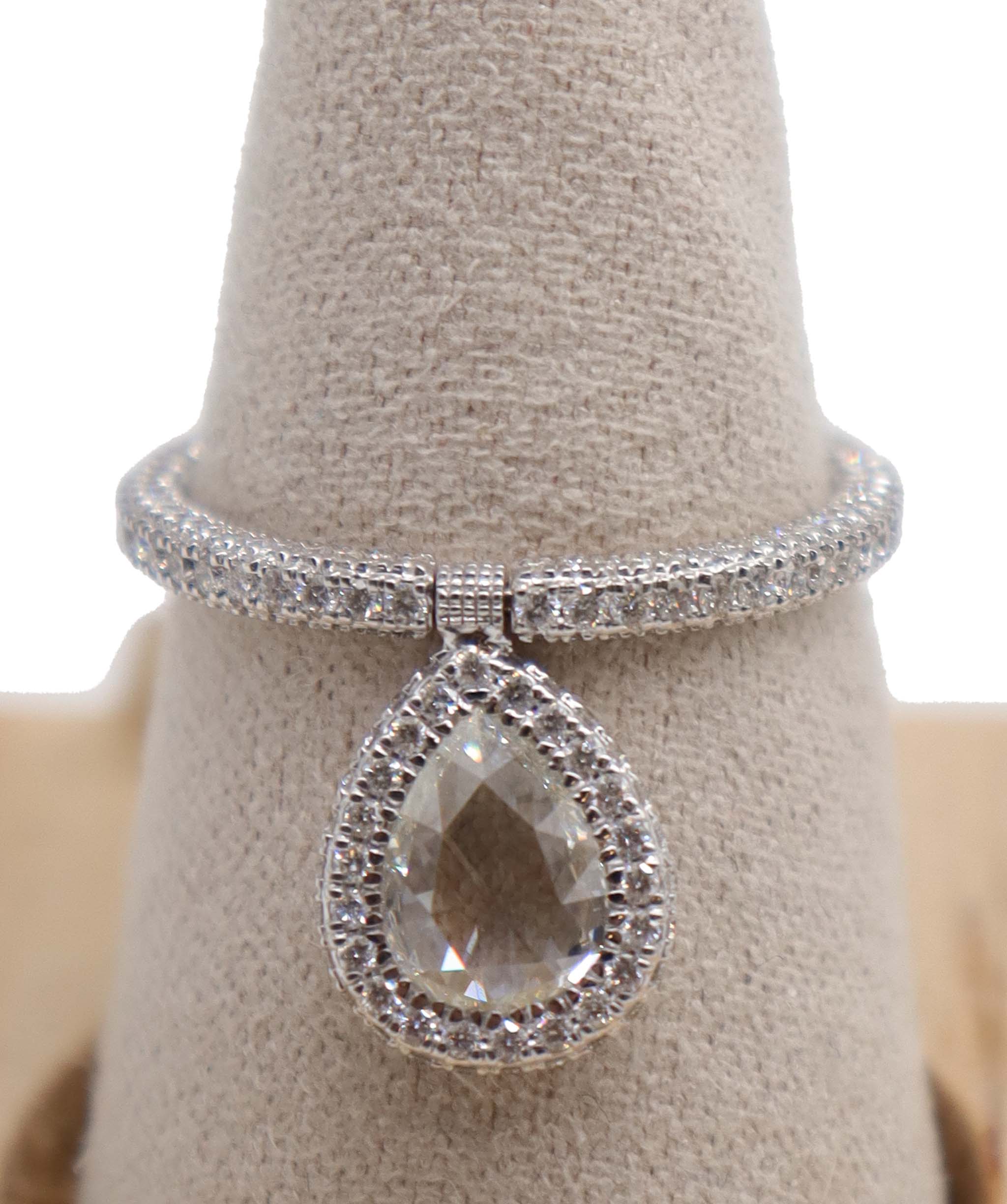 Luxury Promise White Pear Rosecut with Small Diamonds R4454