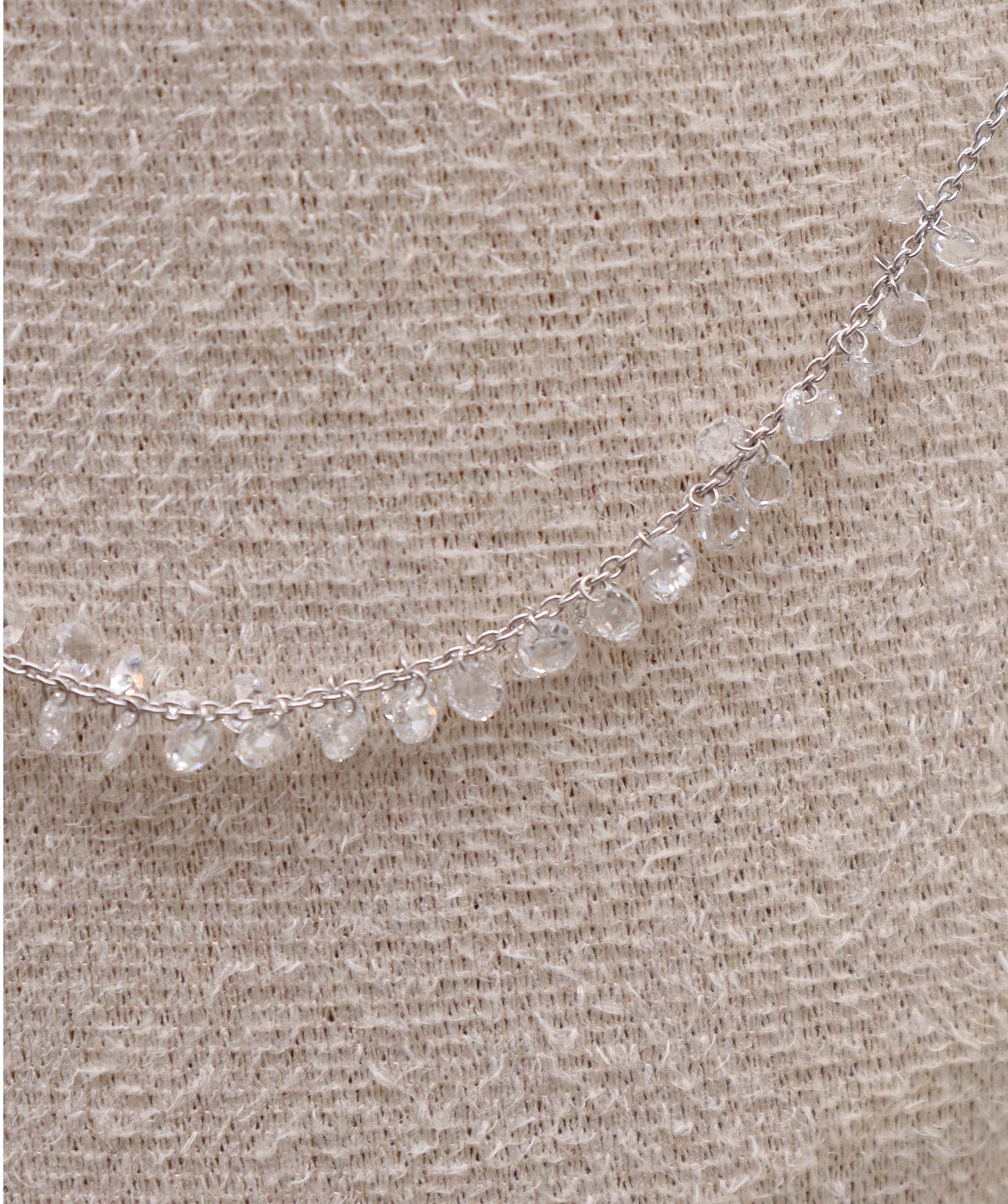 LUXURY PROMISE WHITE ROSECUT NECKLACE TW-2.21CT GOLD: 2.41G C12302