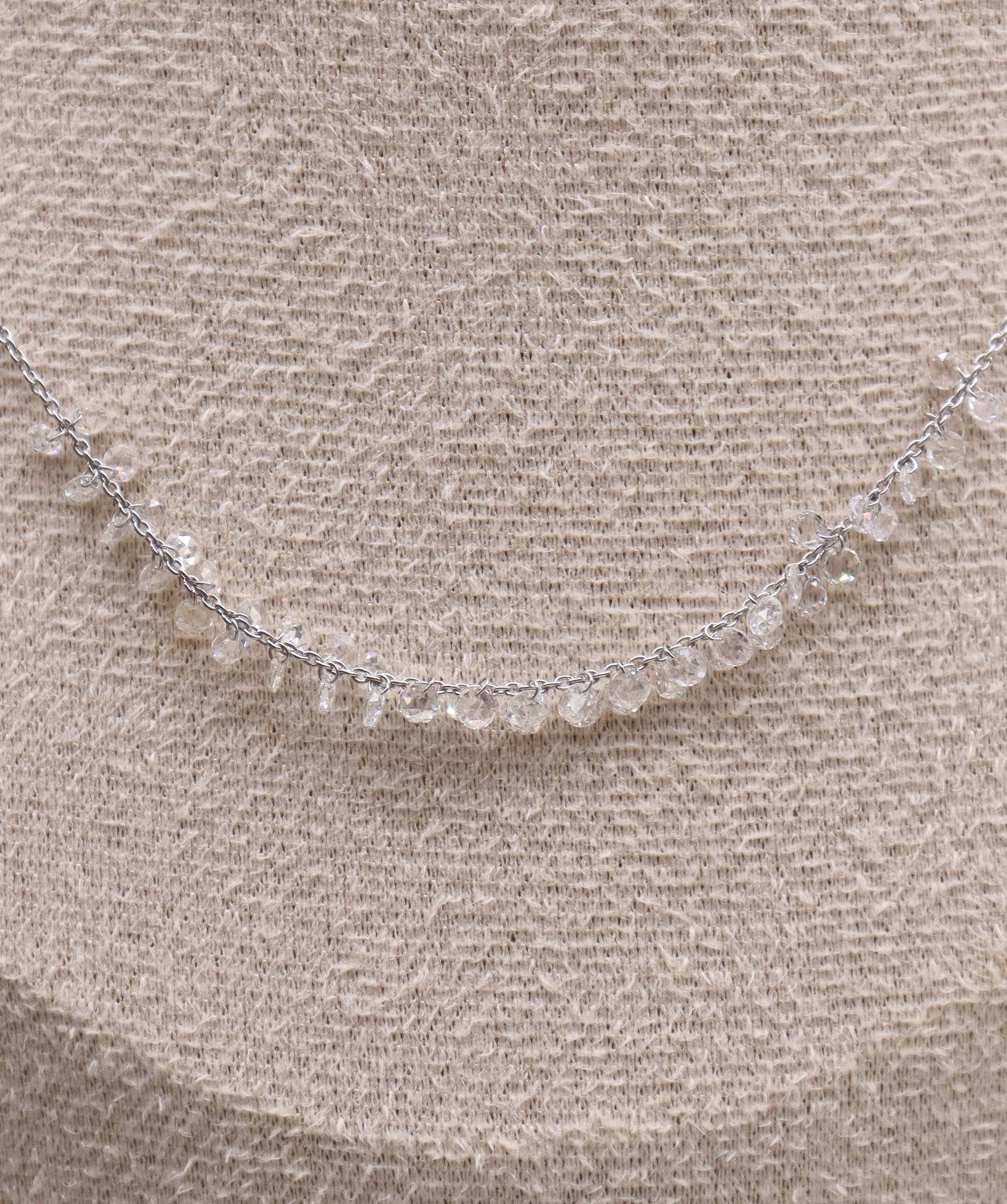 LUXURY PROMISE WHITE ROSECUT NECKLACE TW-2.21CT GOLD: 2.41G C12302