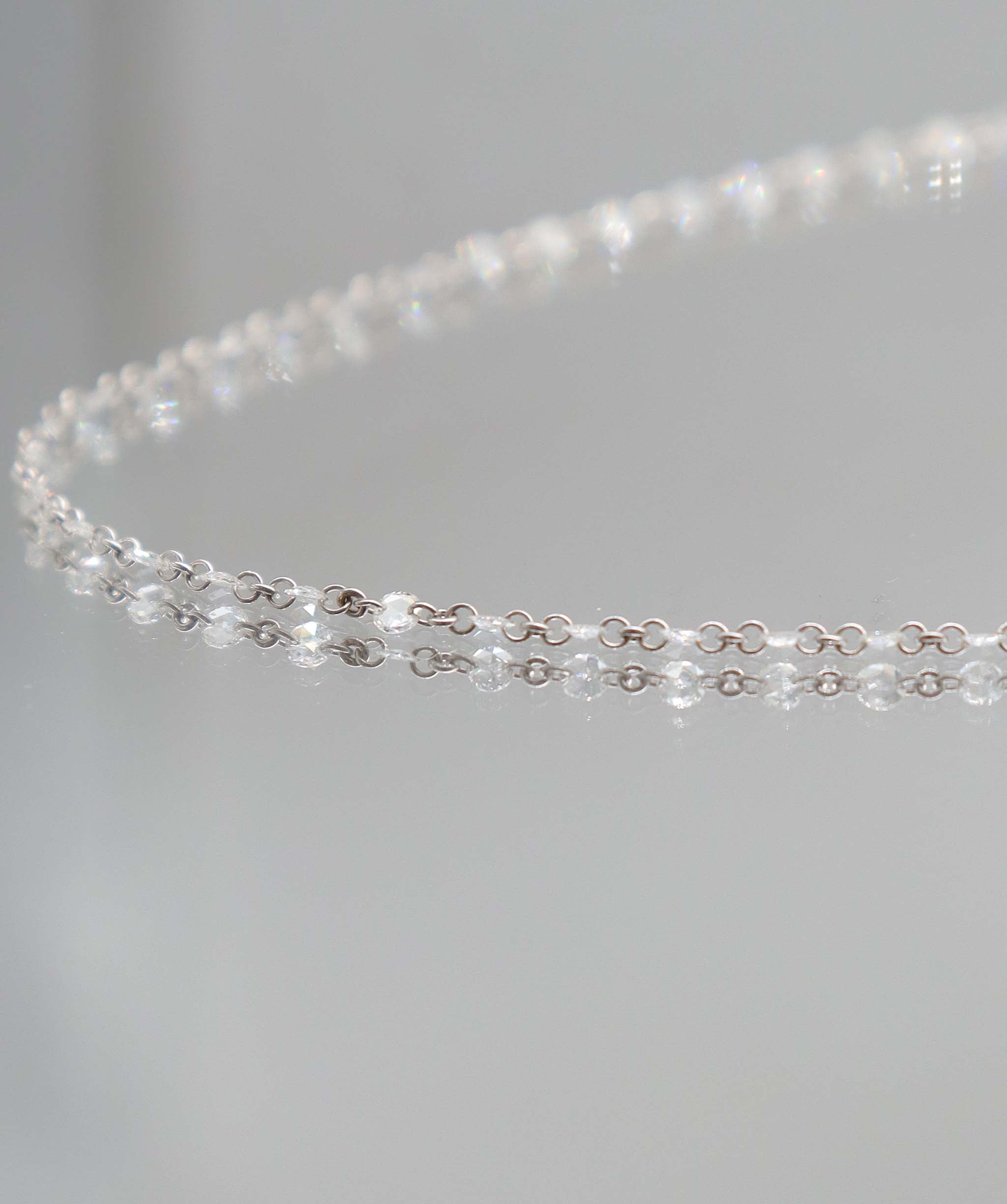 LUXURY PROMISE WHITE ROSECUT NECKLACE TW:4.05CT GOLD:2.30G C8801-2