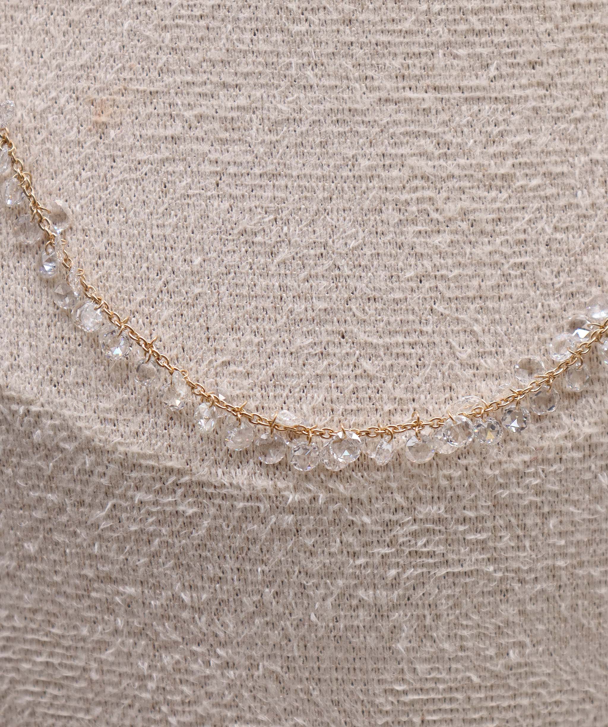 LUXURY PROMISE WHITE ROSECUT NECKLACE TW: 4.87CT GOLD:2.59G C12304