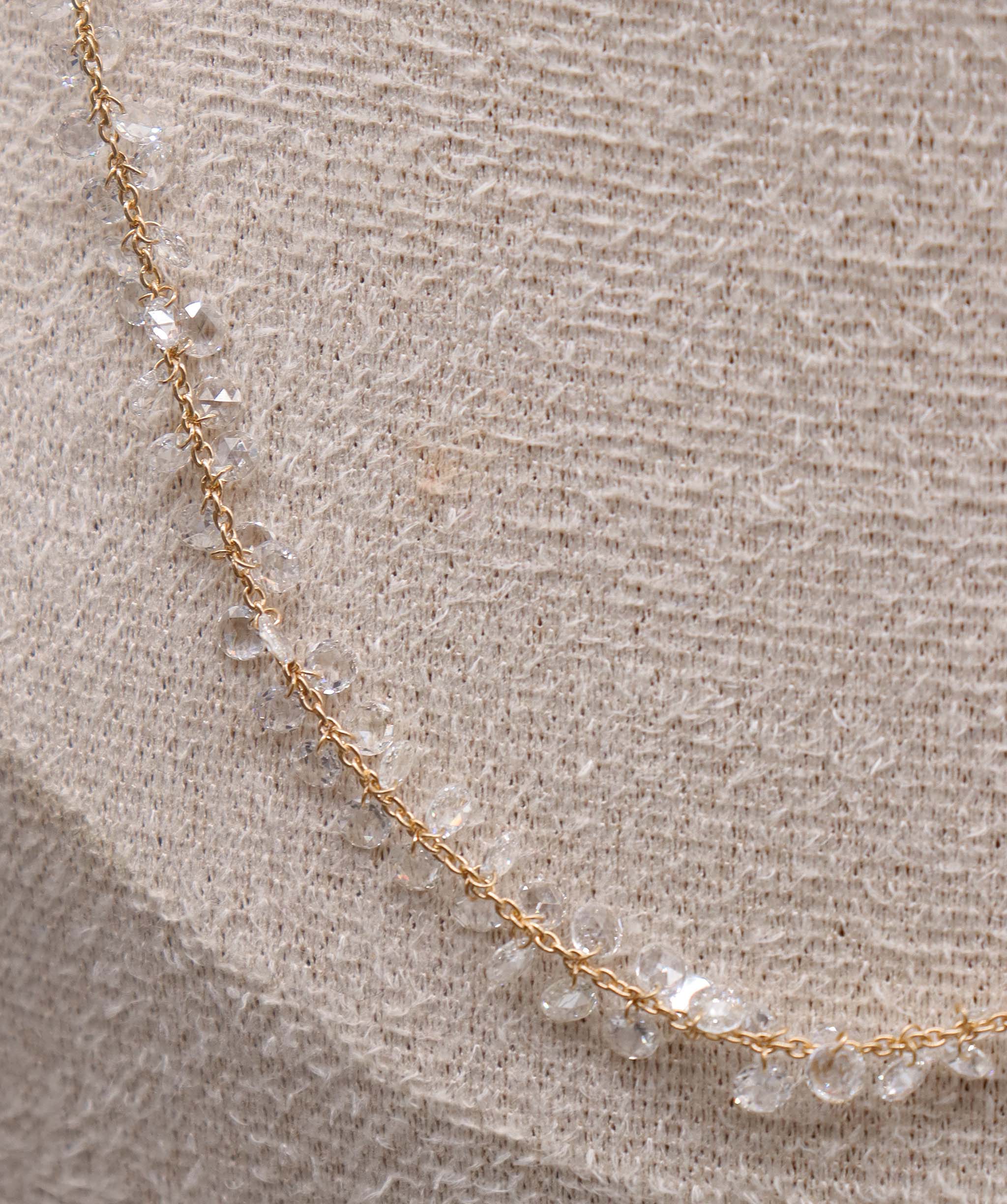 LUXURY PROMISE WHITE ROSECUT NECKLACE TW: 4.87CT GOLD:2.59G C12304