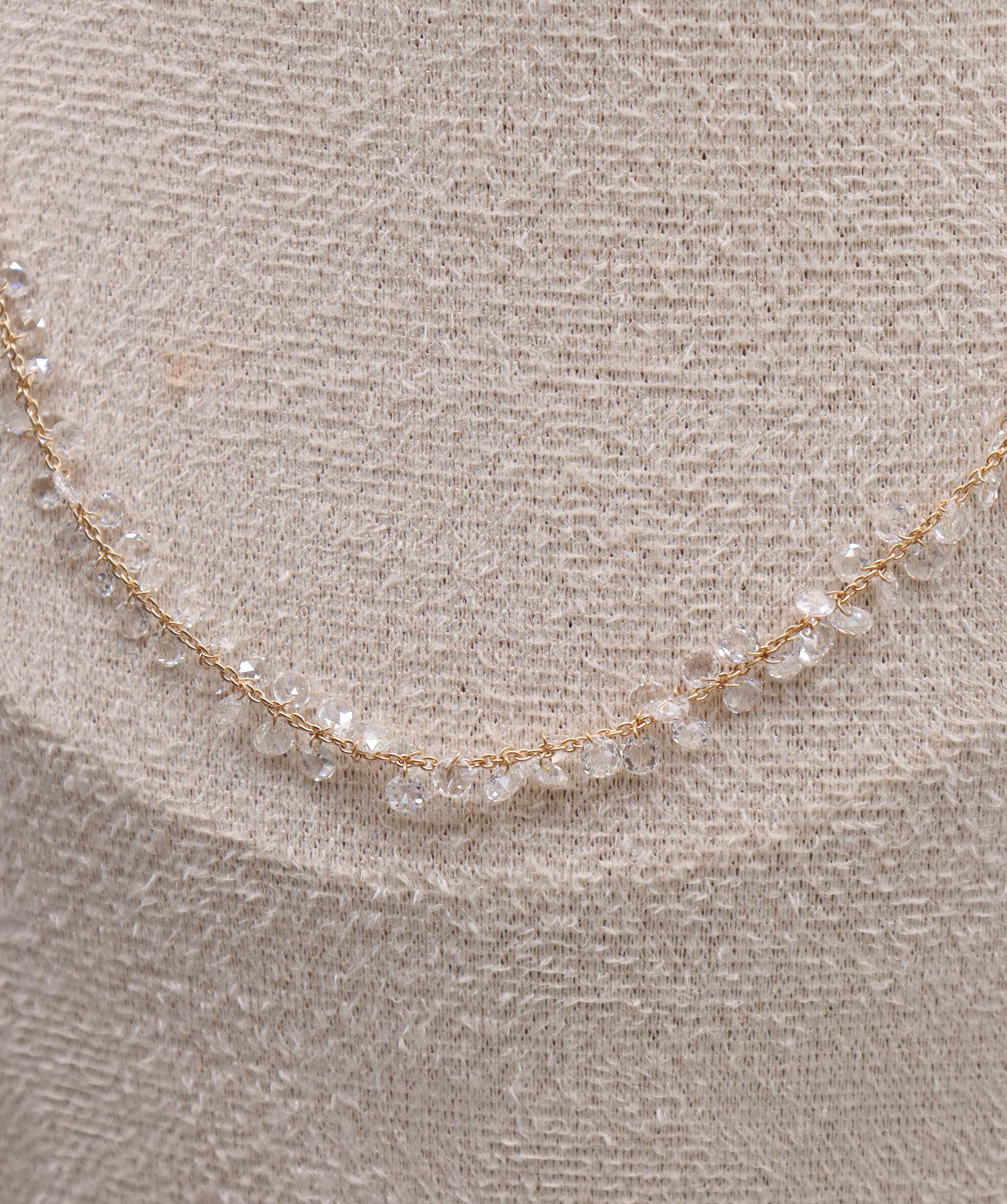 LUXURY PROMISE WHITE ROSECUT NECKLACE TW: 4.87CT GOLD:2.59G C12304