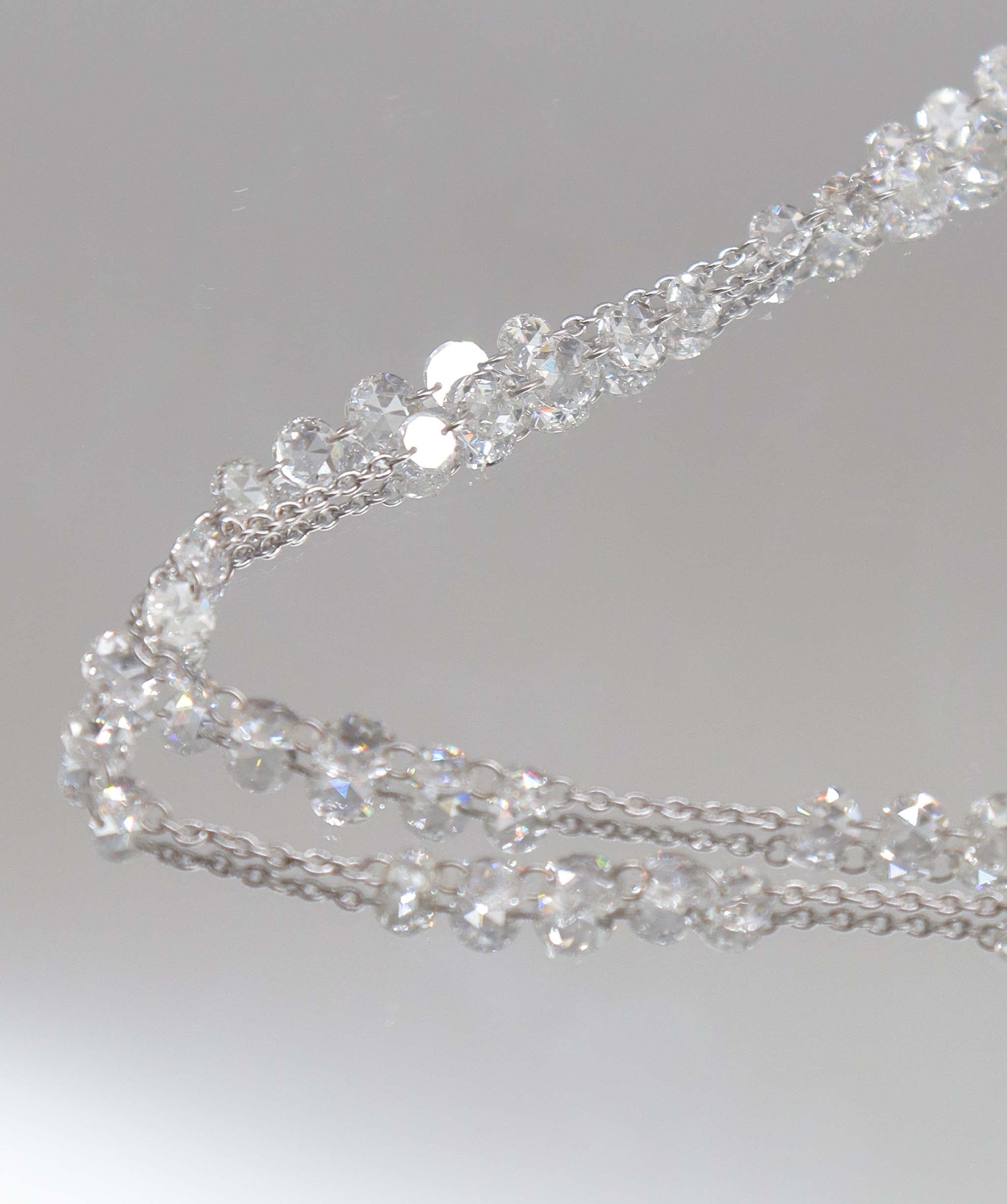 LUXURY PROMISE WHITE ROSECUT NECKLACE TW:9.76CT GOLD:2.49G C8871