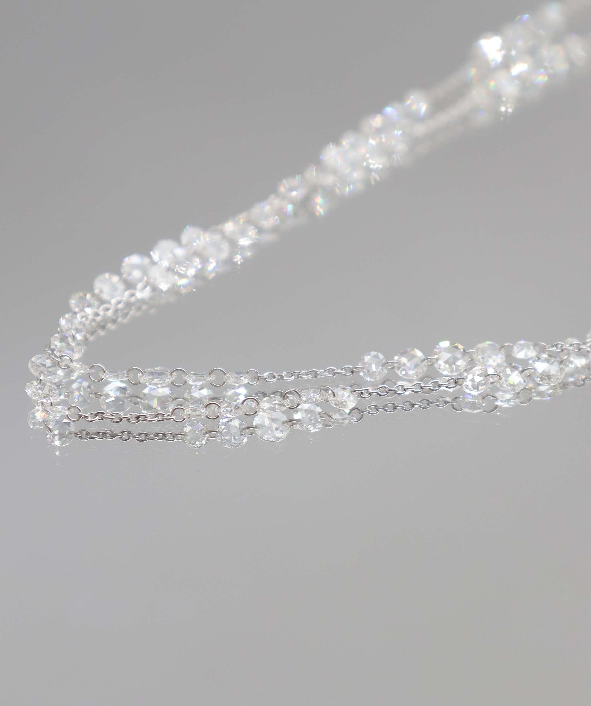 LUXURY PROMISE WHITE ROSECUT NECKLACE TW:9.76CT GOLD:2.49G C8871