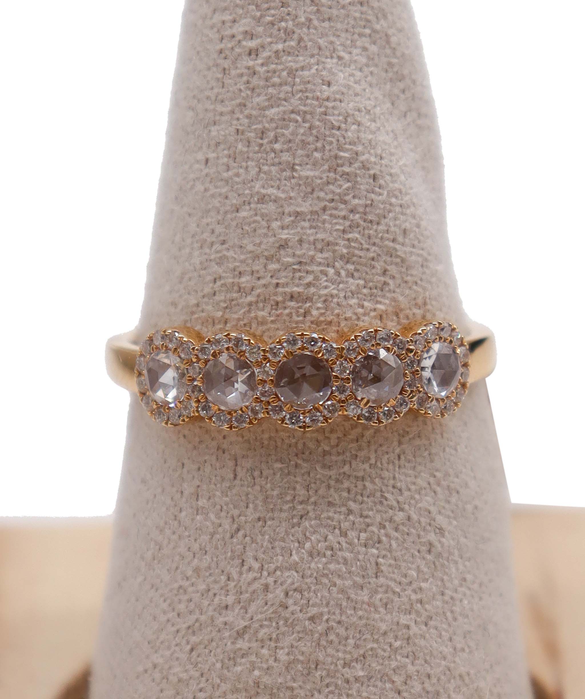 LUXURY PROMISE WHITE ROSECUT SMALL DIAMOND RIG SIZE 54 TW:0.49CT GOLD:1.94G R3189