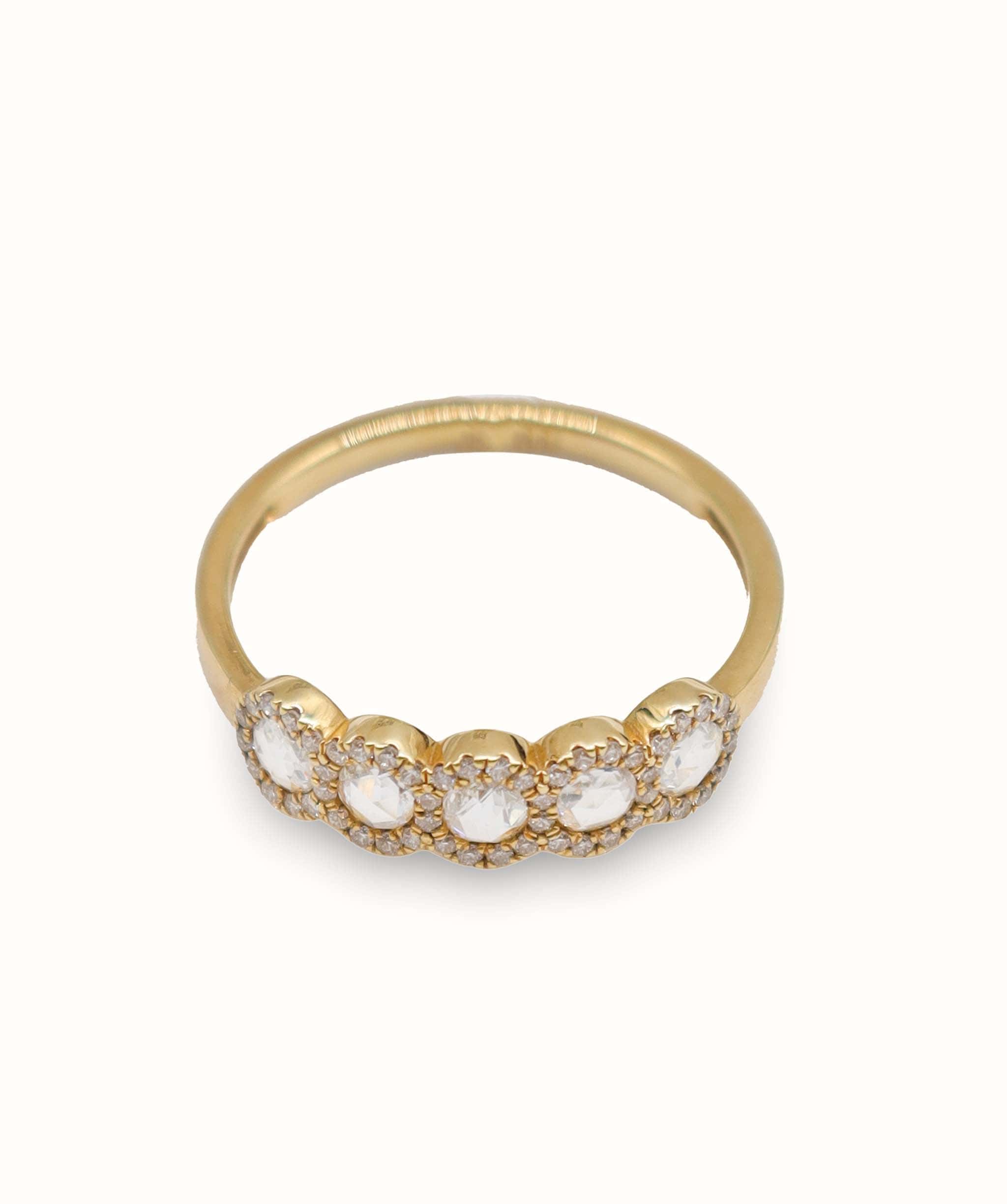LUXURY PROMISE WHITE ROSECUT SMALL DIAMOND RIG SIZE54 TW:0.50CT GOLD:1.87G R3197