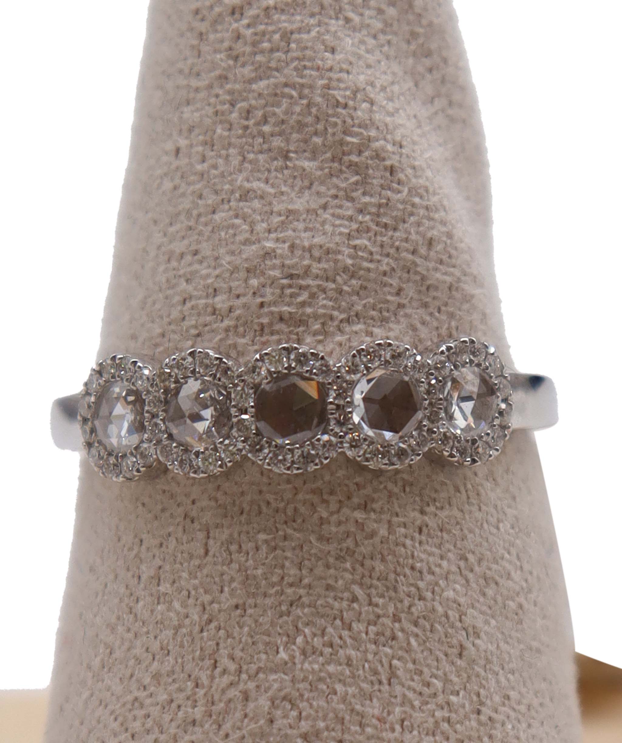 LUXURY PROMISE WHITE ROSECUT SMALL DIAMOND RING SIZE 54 TW:0.52CT GOLD: 1.90G R3183