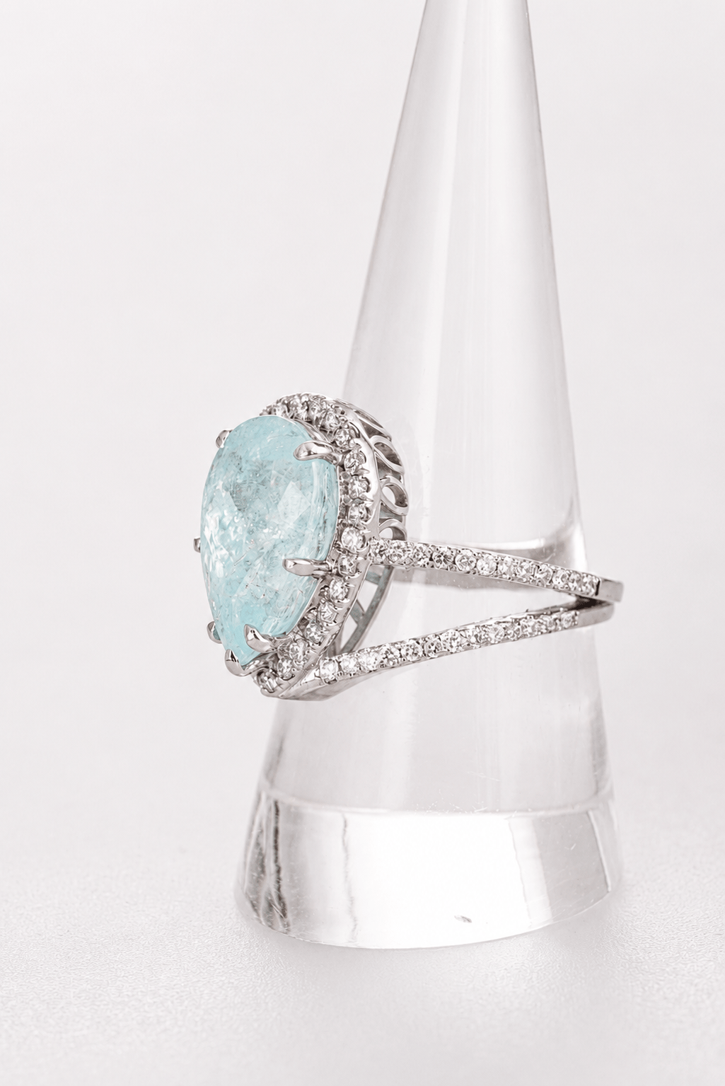 Luxury Promise Paraiba 6.57ct Blue Platinum Ring ALC4362