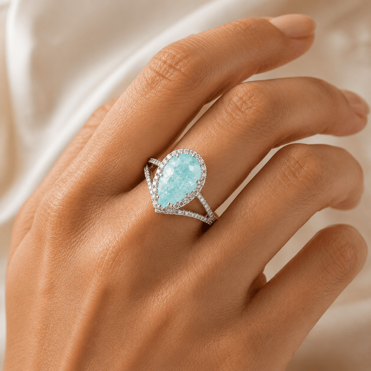 Luxury Promise Paraiba 6.57ct Blue Platinum Ring ALC4362