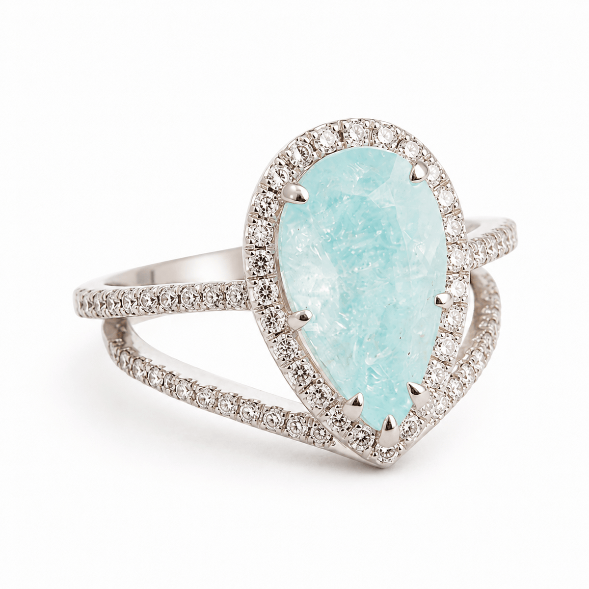 Luxury Promise Paraiba 6.57ct Blue Platinum Ring ALC4362